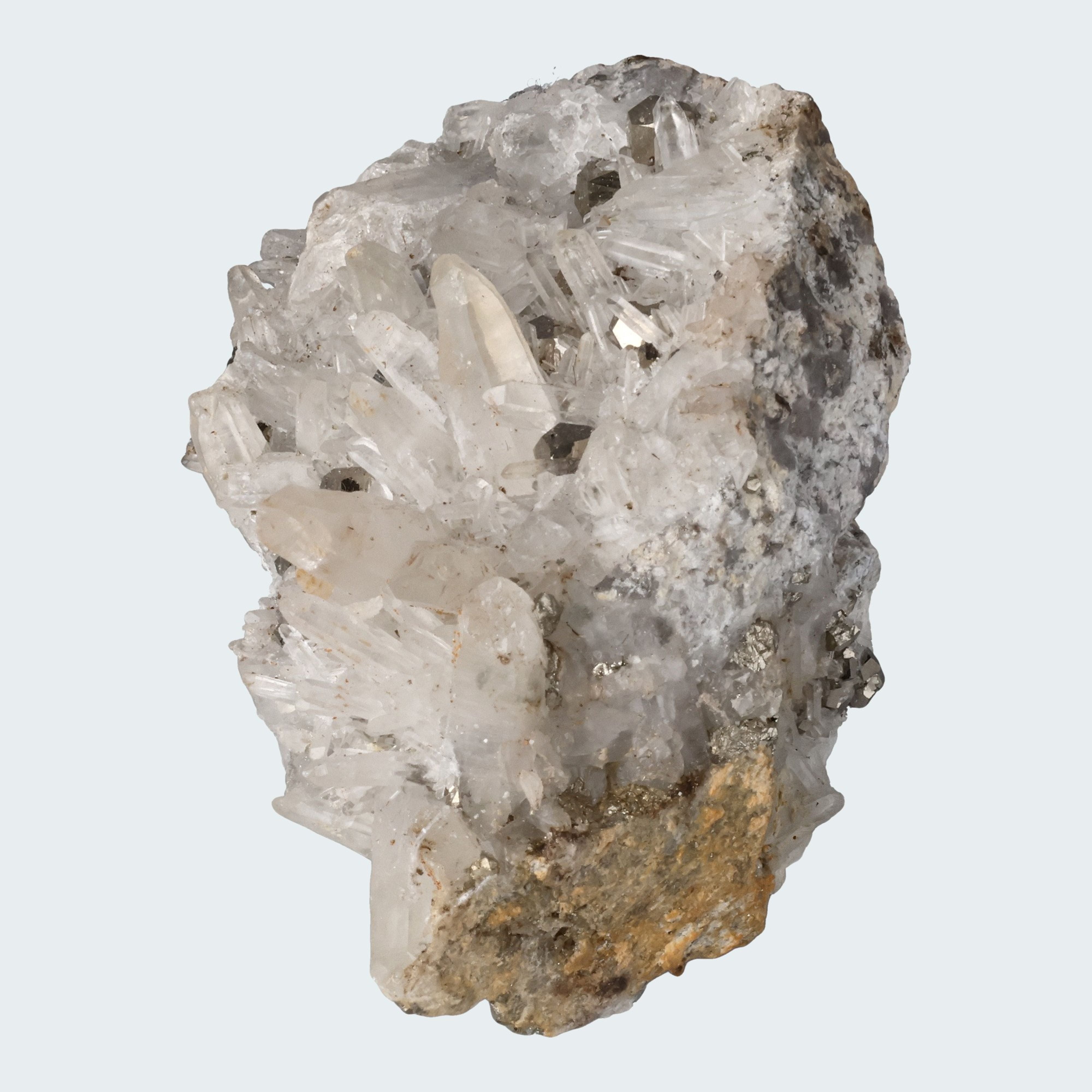 Pyrit an Bergkristall aus Indonesien (612g) – Ansicht 3