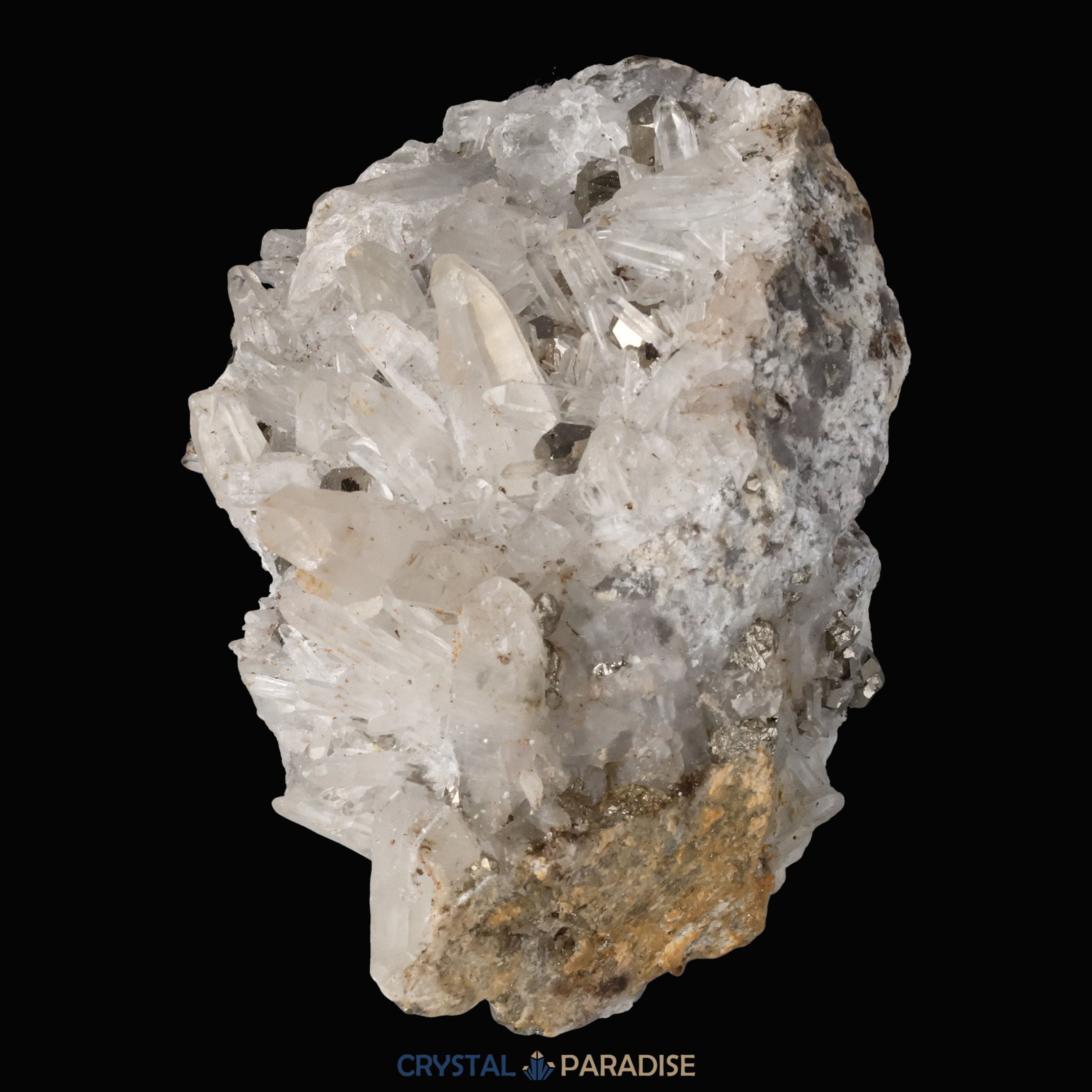 Pyrit an Bergkristall aus Indonesien (612g) – Ansicht 7