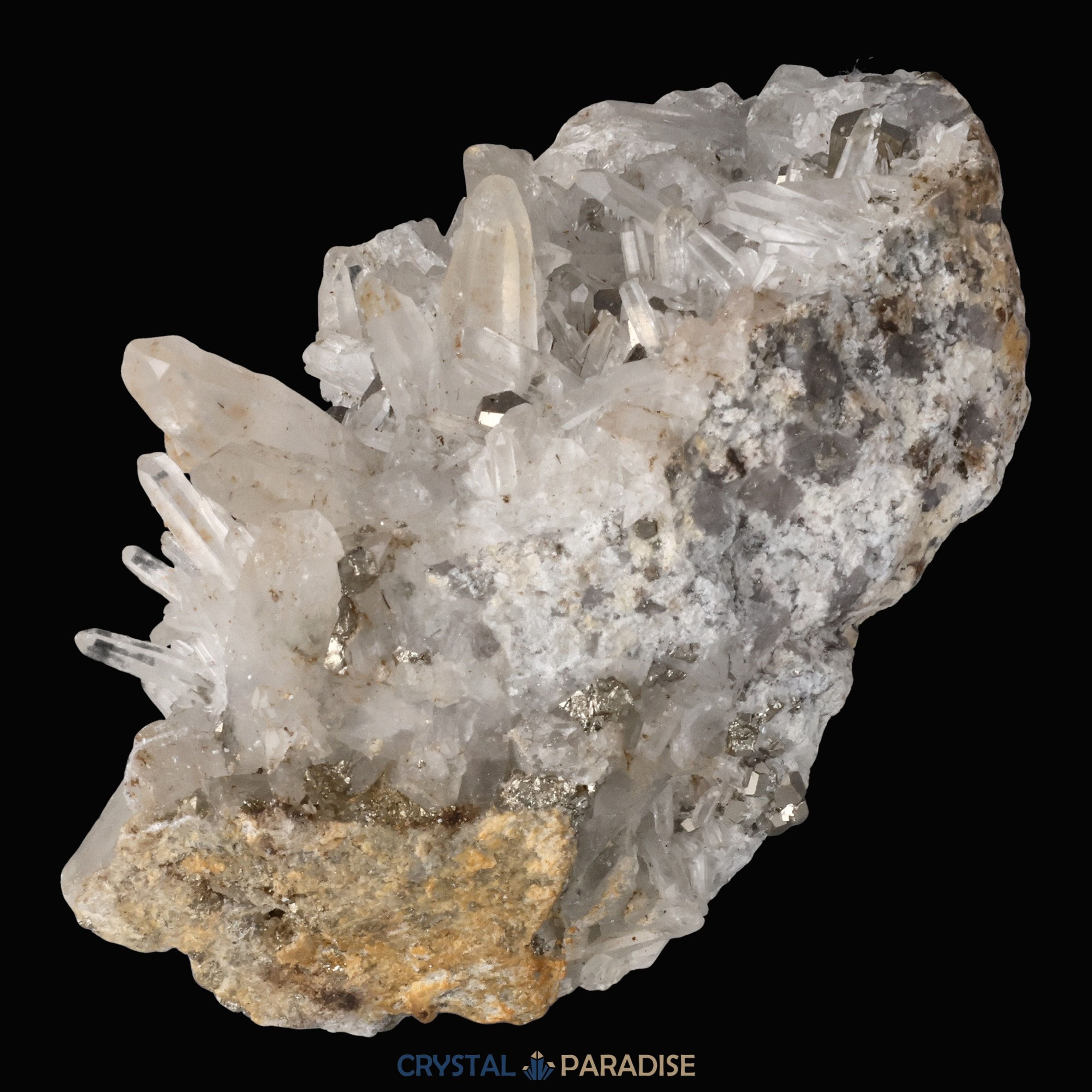 Pyrit an Bergkristall aus Indonesien (612g) – Ansicht 8