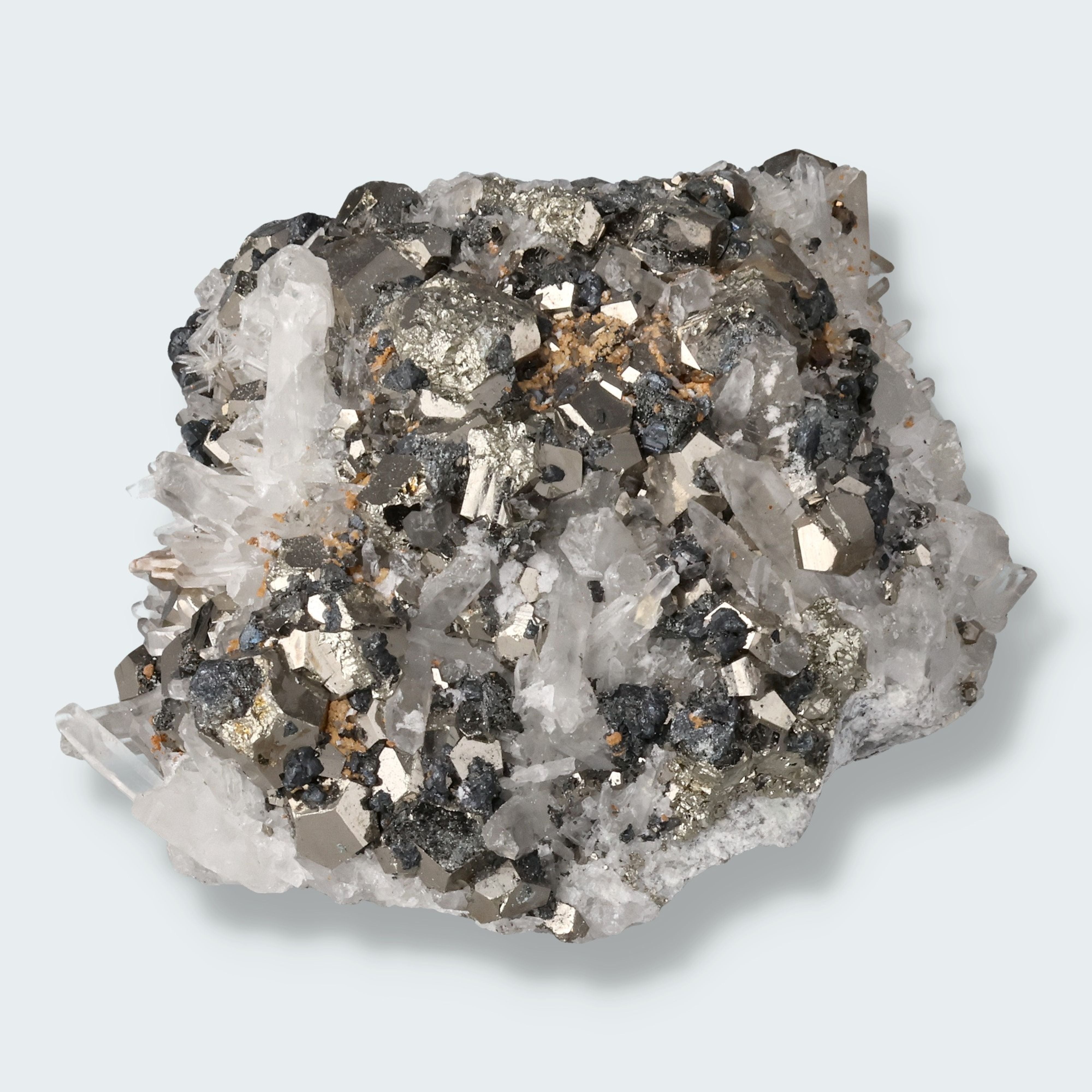 Pyrit an Bergkristall aus Indonesien (613g) – Ansicht 2