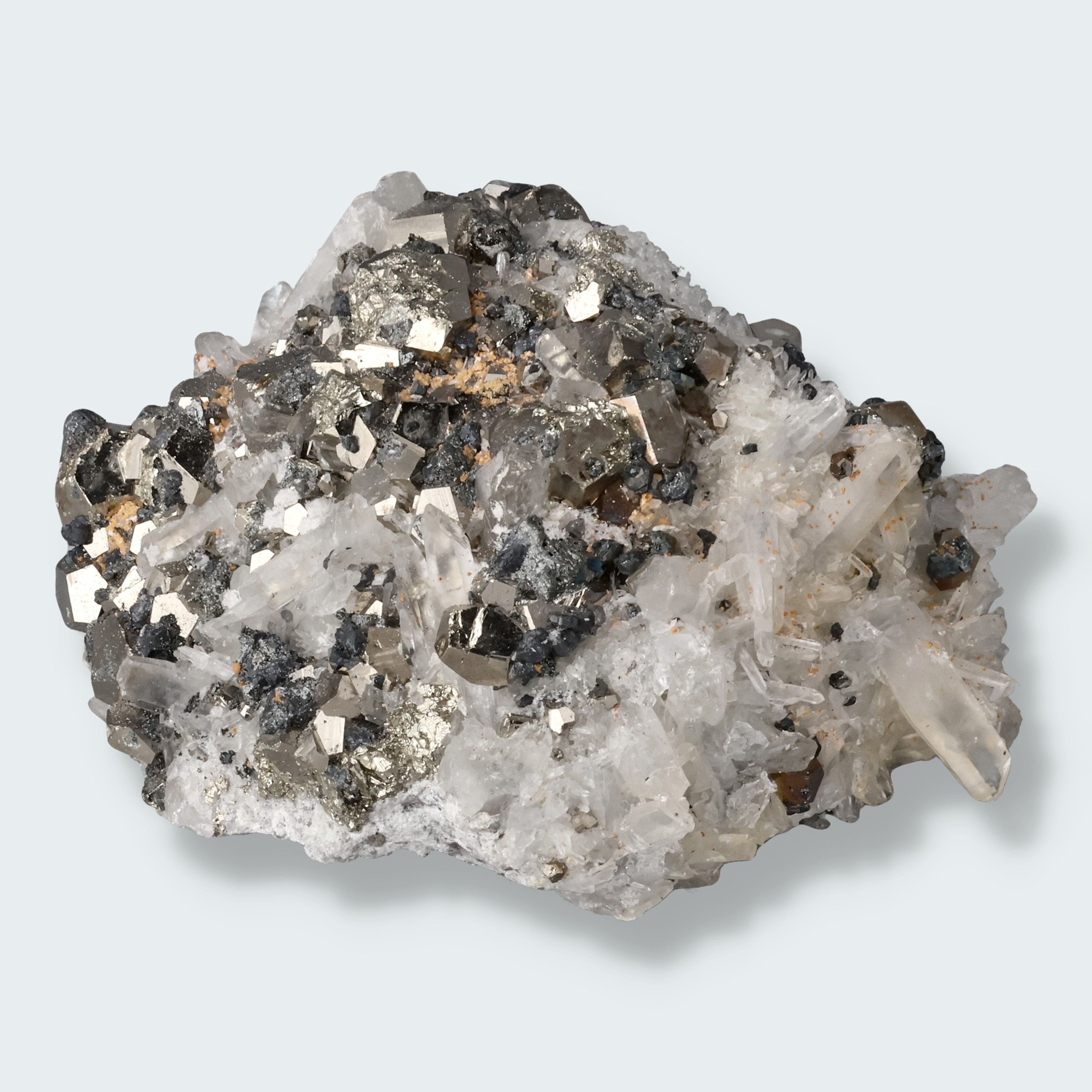 Pyrit an Bergkristall aus Indonesien (613g) – Ansicht 3