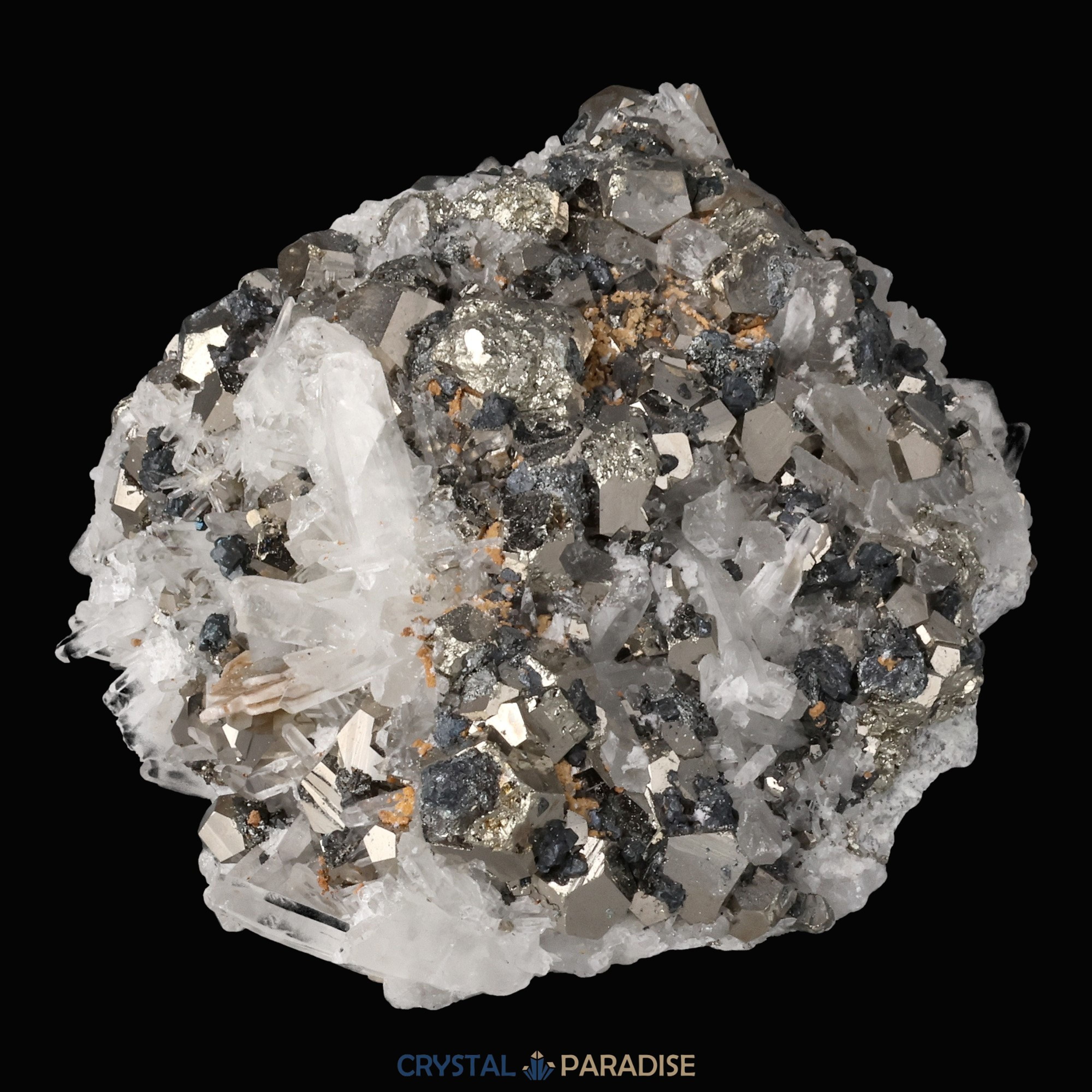 Pyrit an Bergkristall aus Indonesien (613g) – Ansicht 4