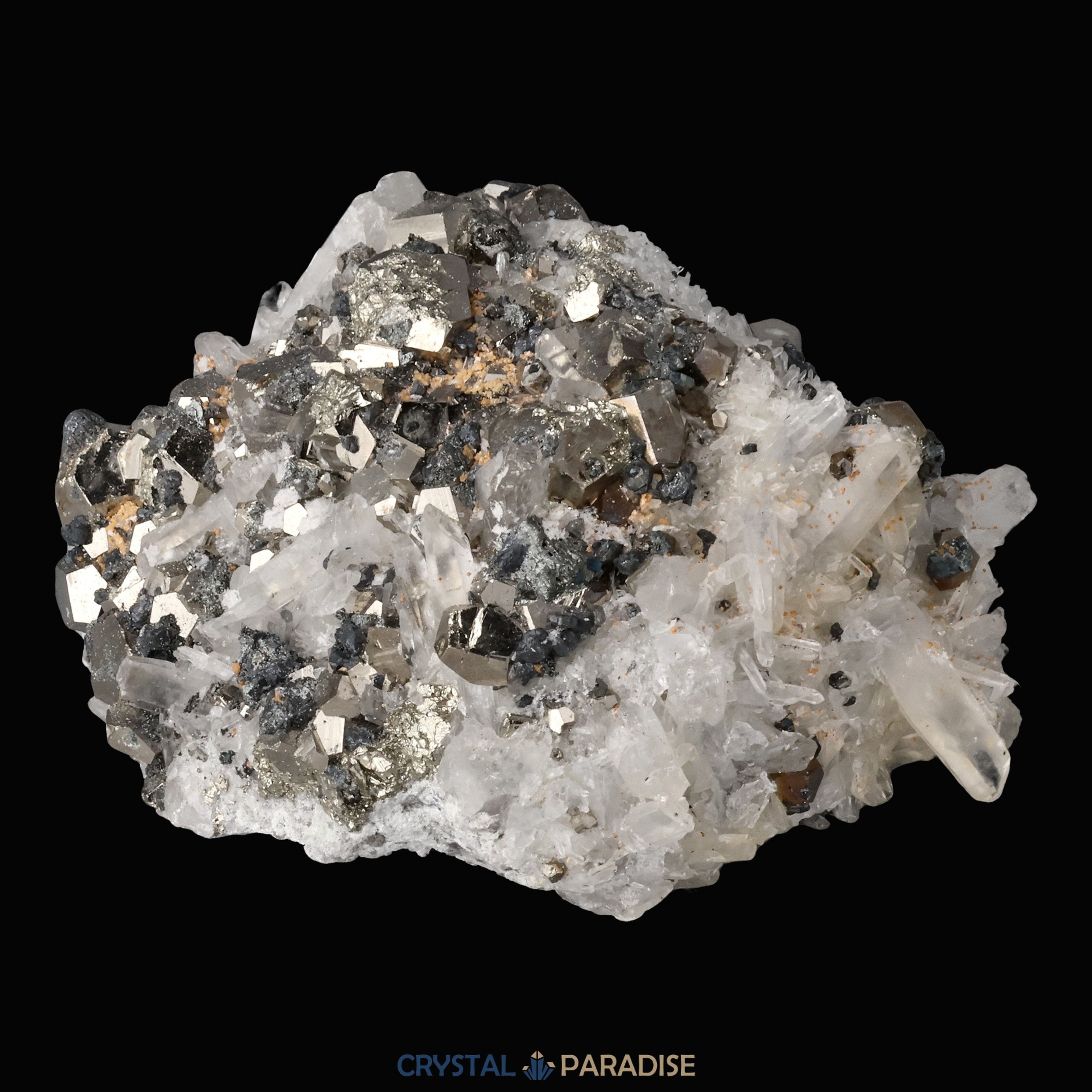 Pyrit an Bergkristall aus Indonesien (613g) – Ansicht 6