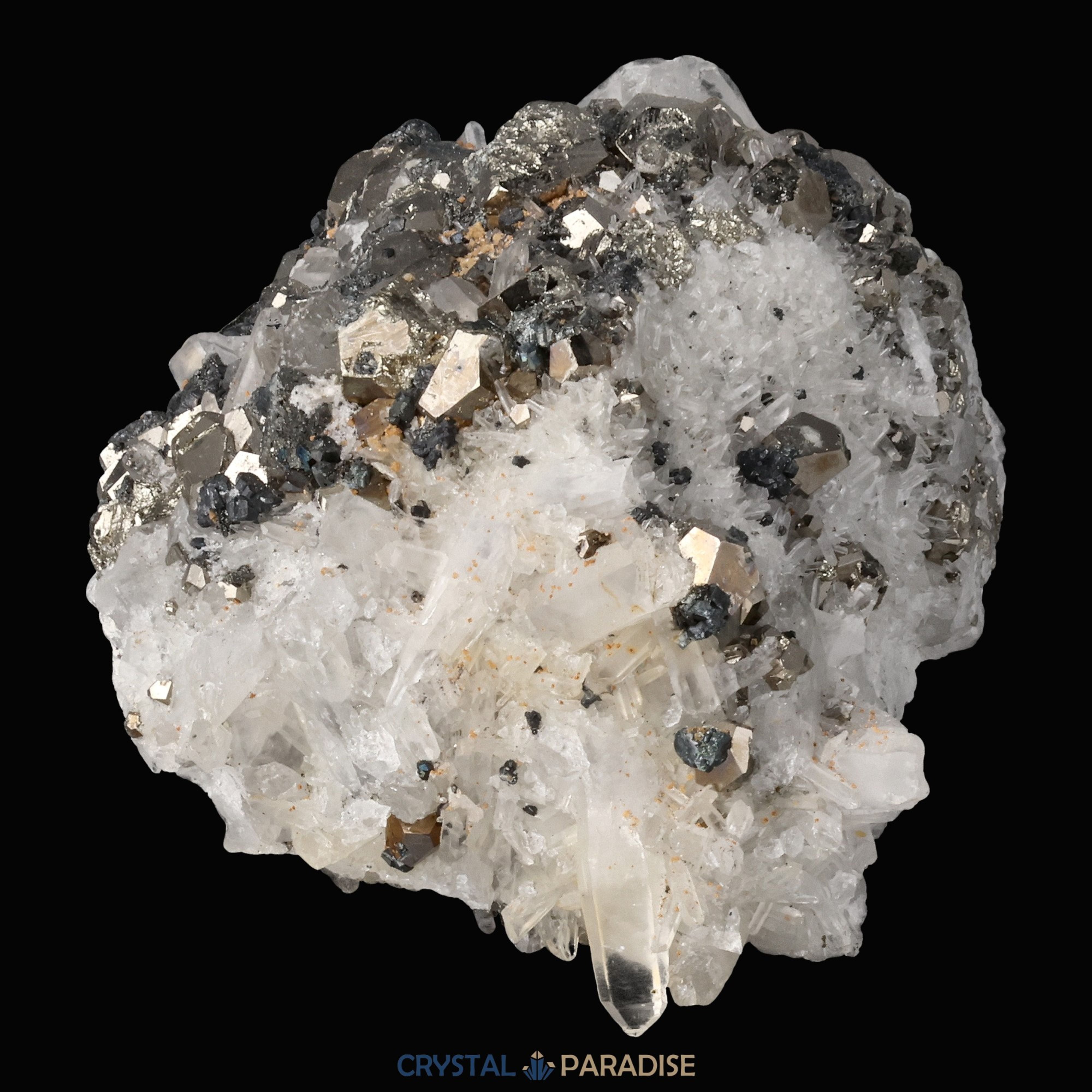 Pyrit an Bergkristall aus Indonesien (613g) – Ansicht 7