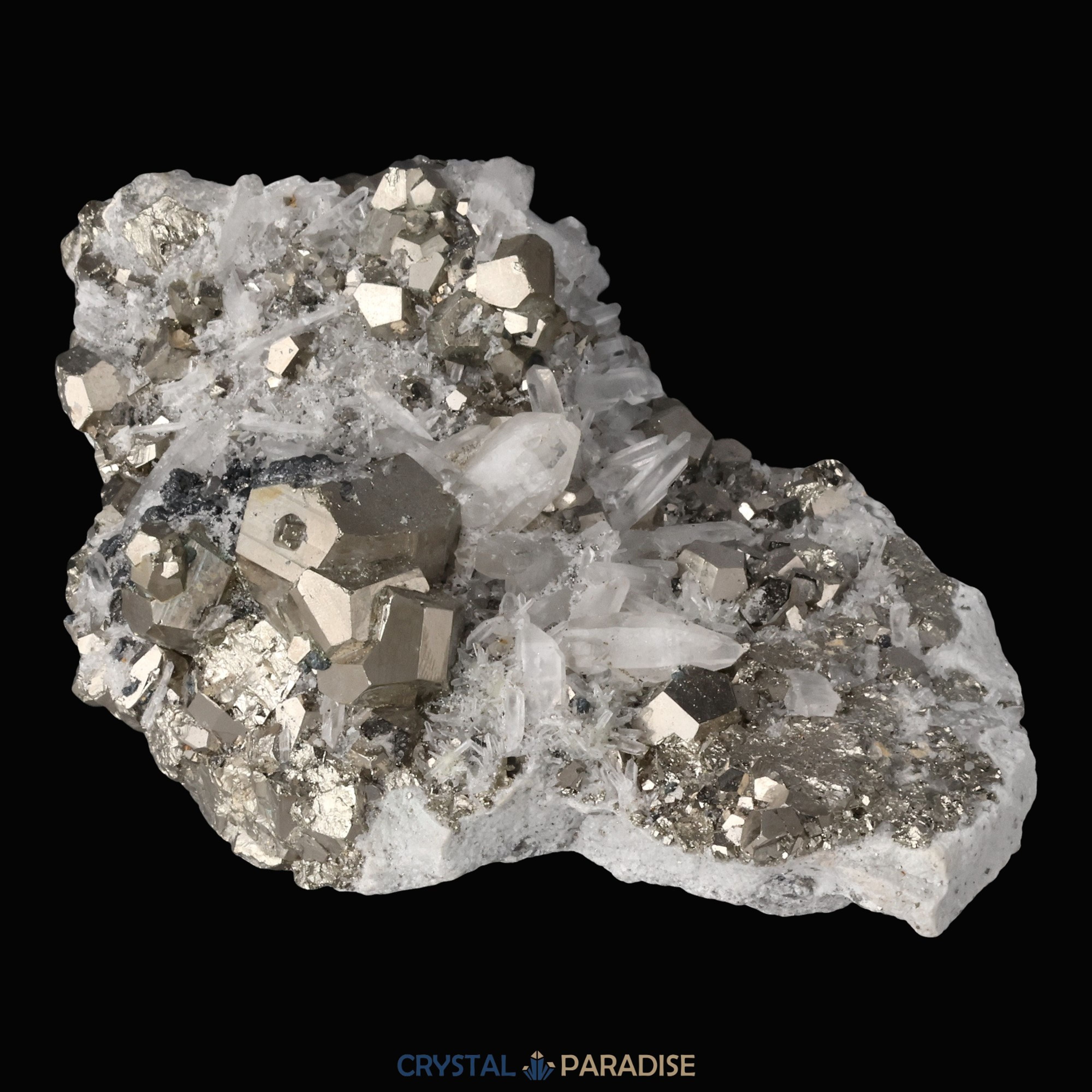 Pyrit an Bergkristall aus Indonesien (841g) – Ansicht 11