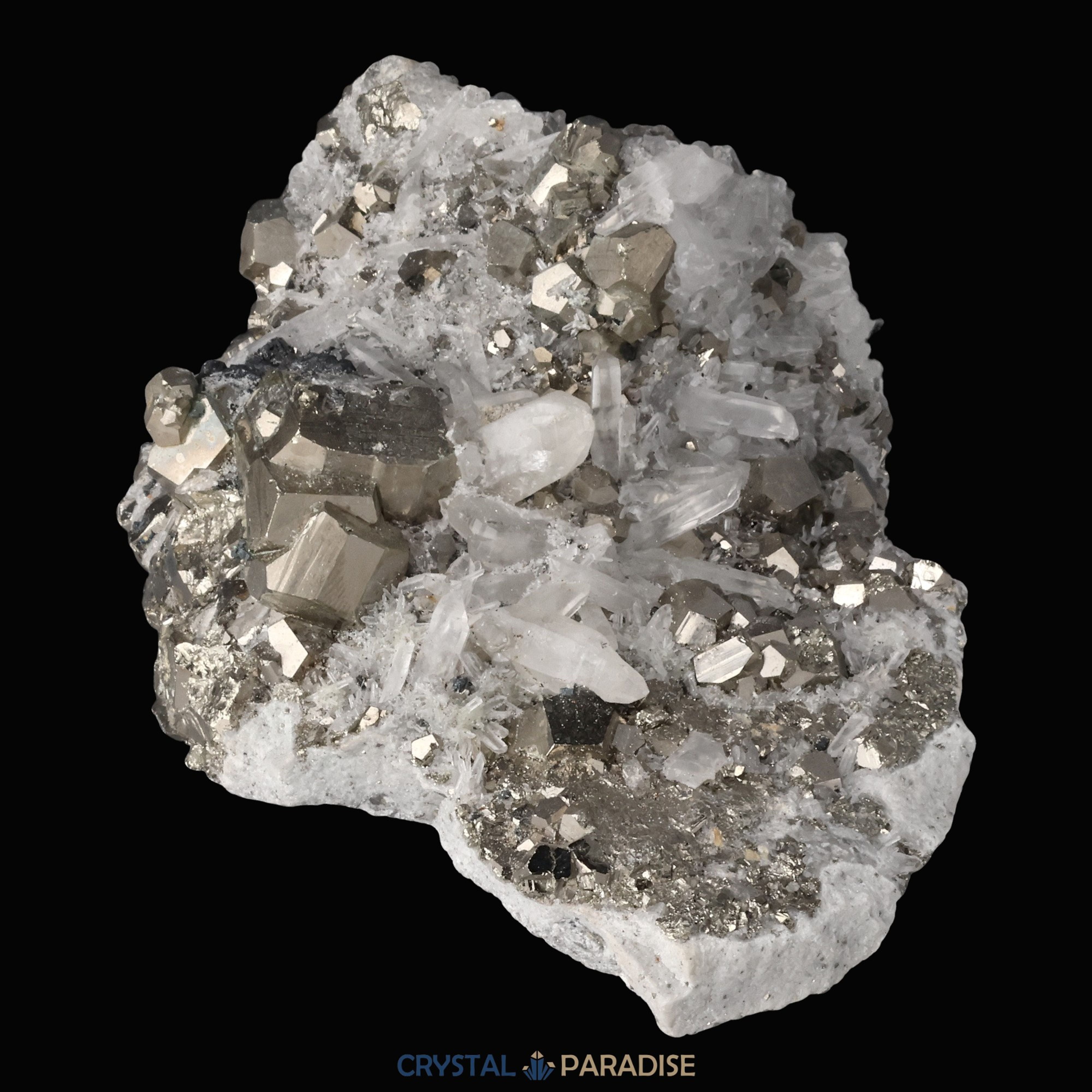 Pyrit an Bergkristall aus Indonesien (841g) – Ansicht 12