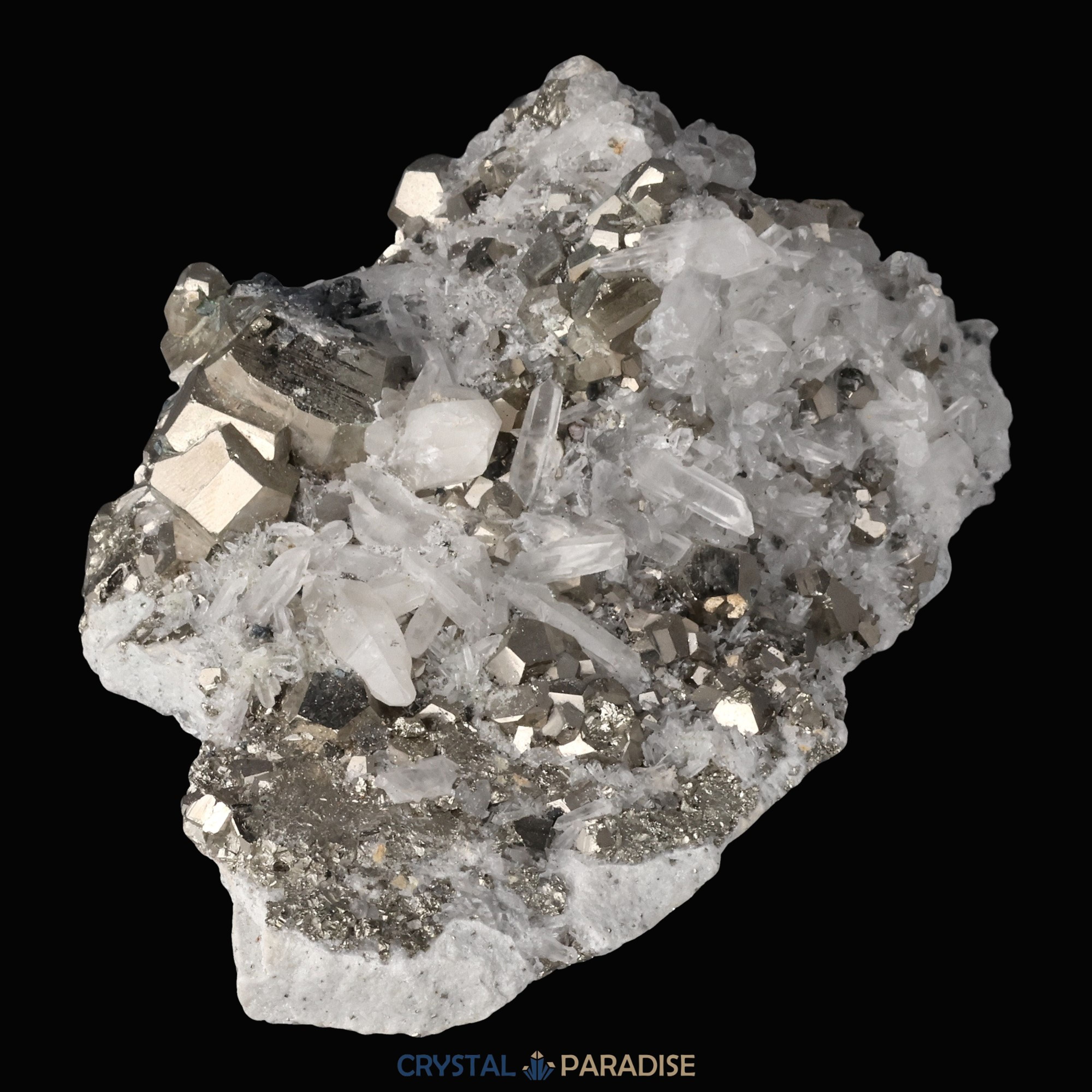 Pyrit an Bergkristall aus Indonesien (841g) – Ansicht 13