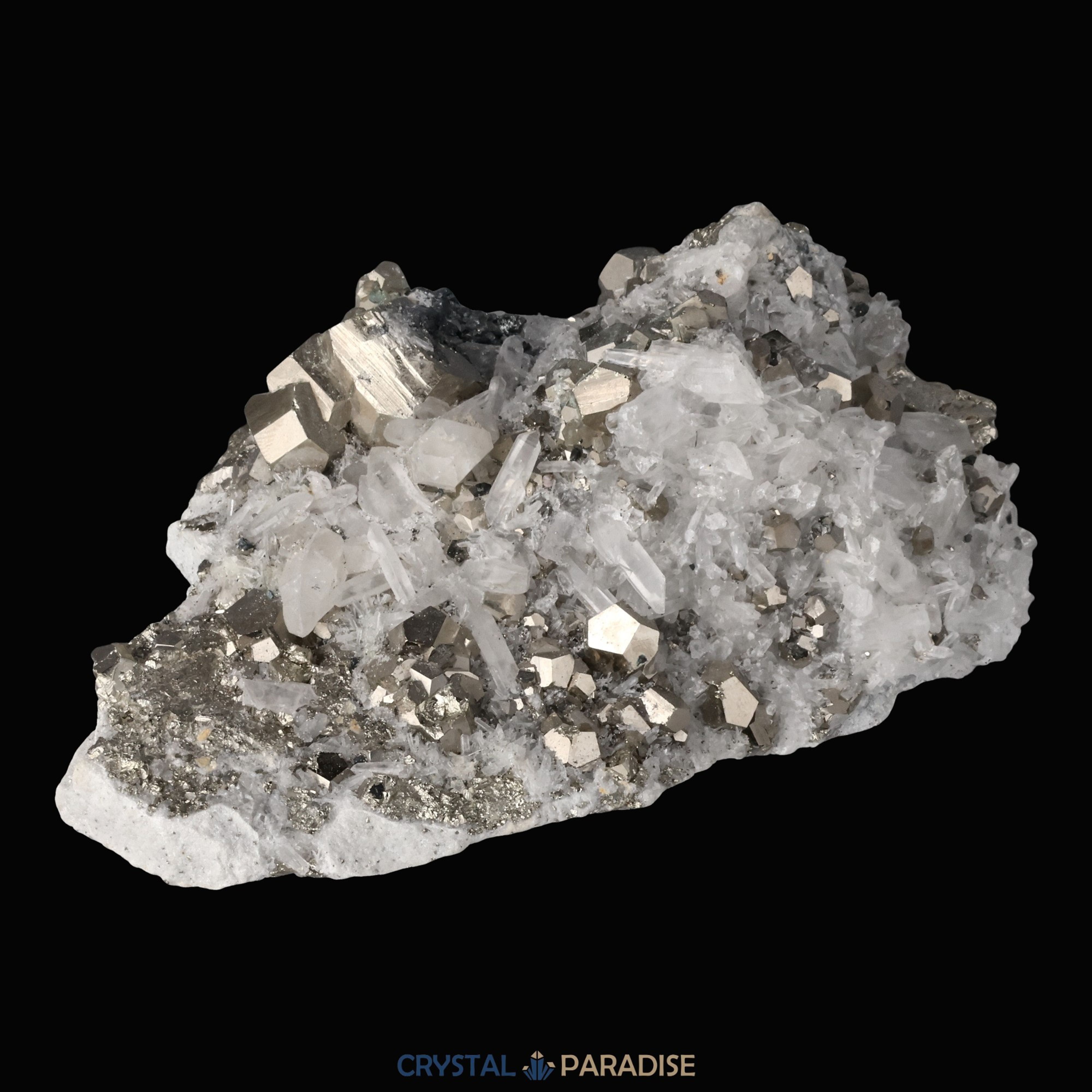 Pyrit an Bergkristall aus Indonesien (841g) – Ansicht 14