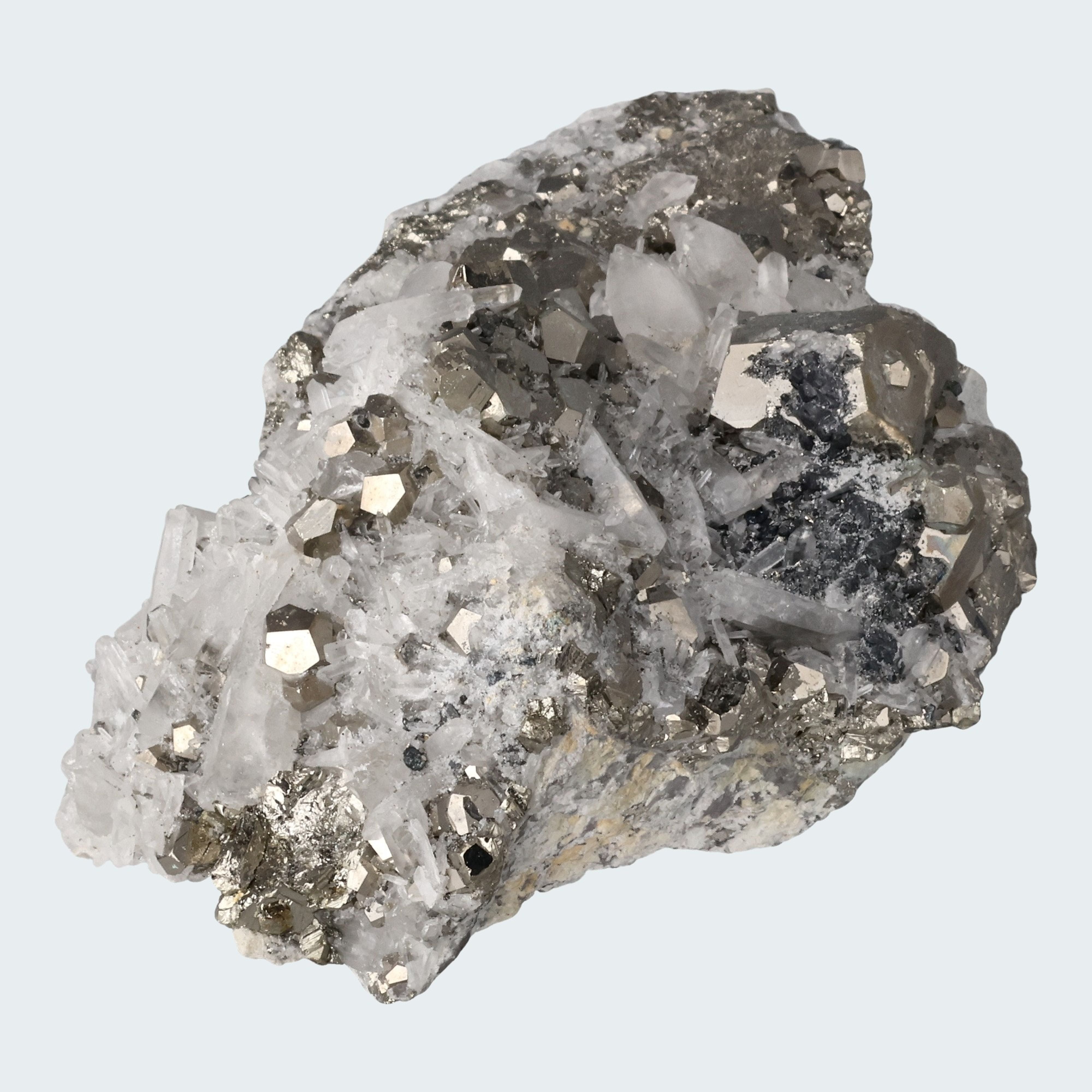 Pyrit an Bergkristall aus Indonesien (841g) – Ansicht 3