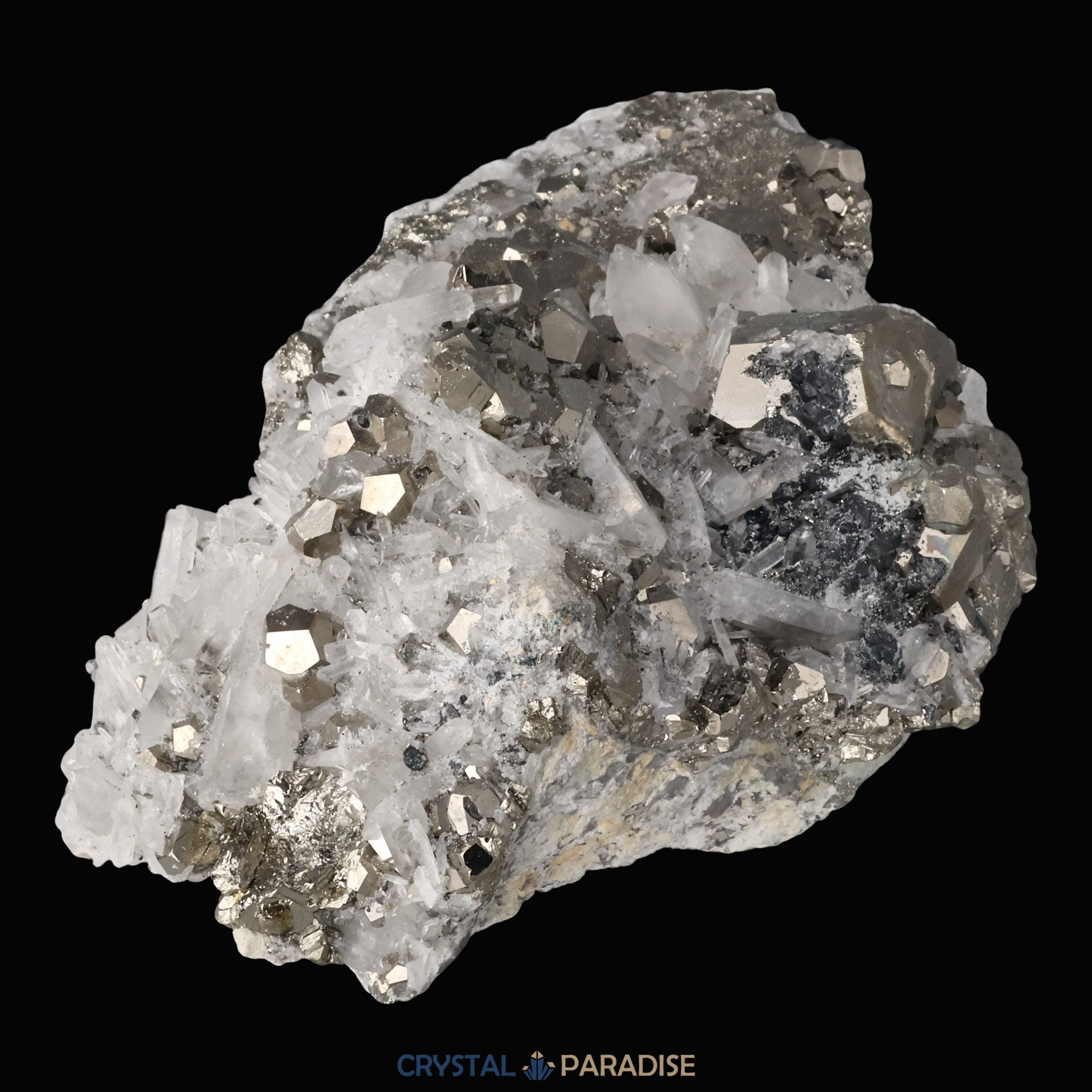 Pyrit an Bergkristall aus Indonesien (841g) – Ansicht 7
