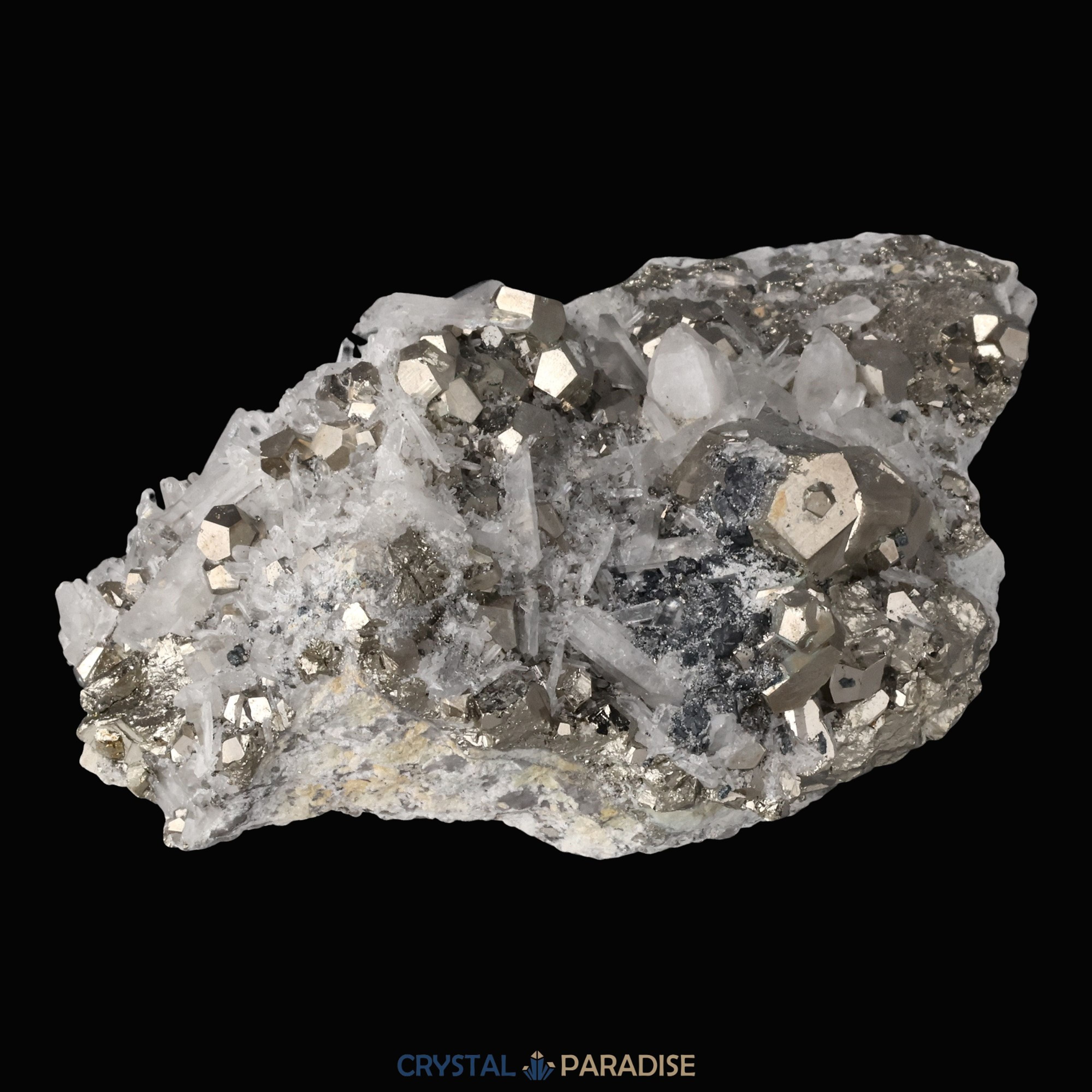 Pyrit an Bergkristall aus Indonesien (841g) – Ansicht 8