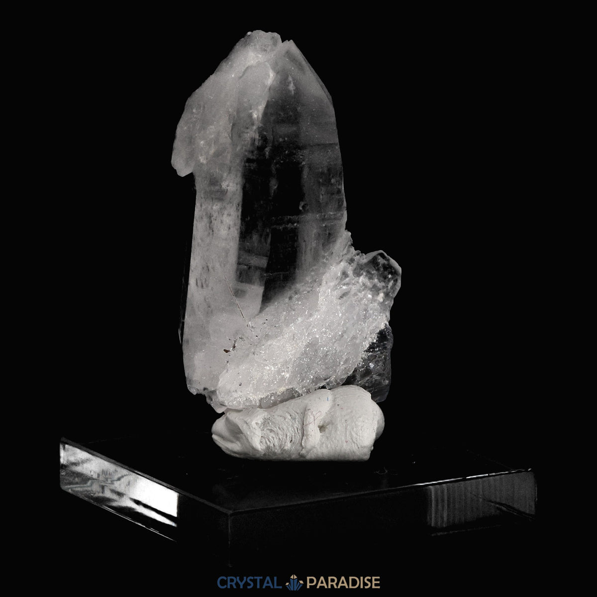 Schwarzer Schörl Turmalin an Himalaya Bergkristall (13g) – Ansicht 7
