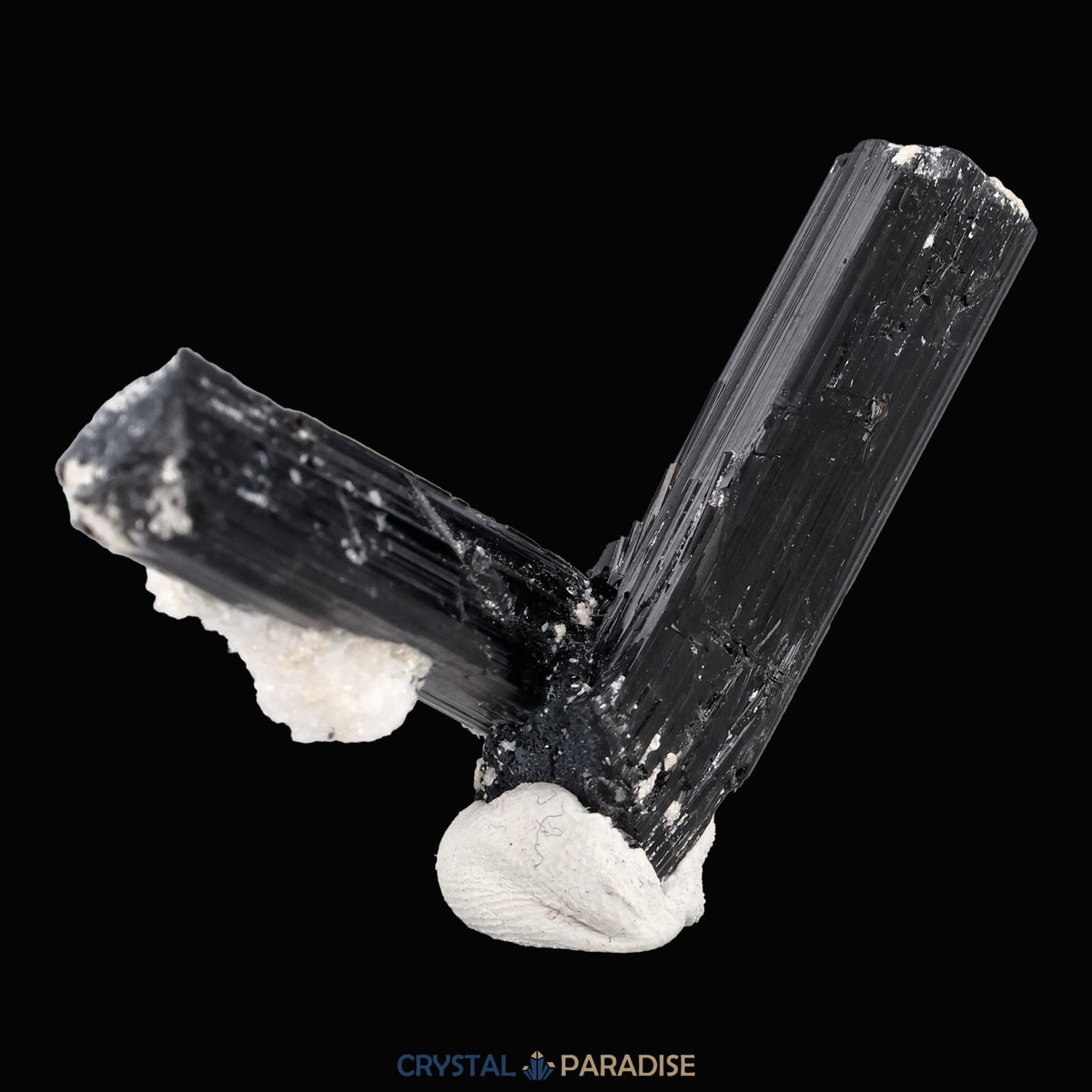Schwarzer Schörl Turmalin an Himalaya Bergkristall (13g) - L Form – Ansicht 14