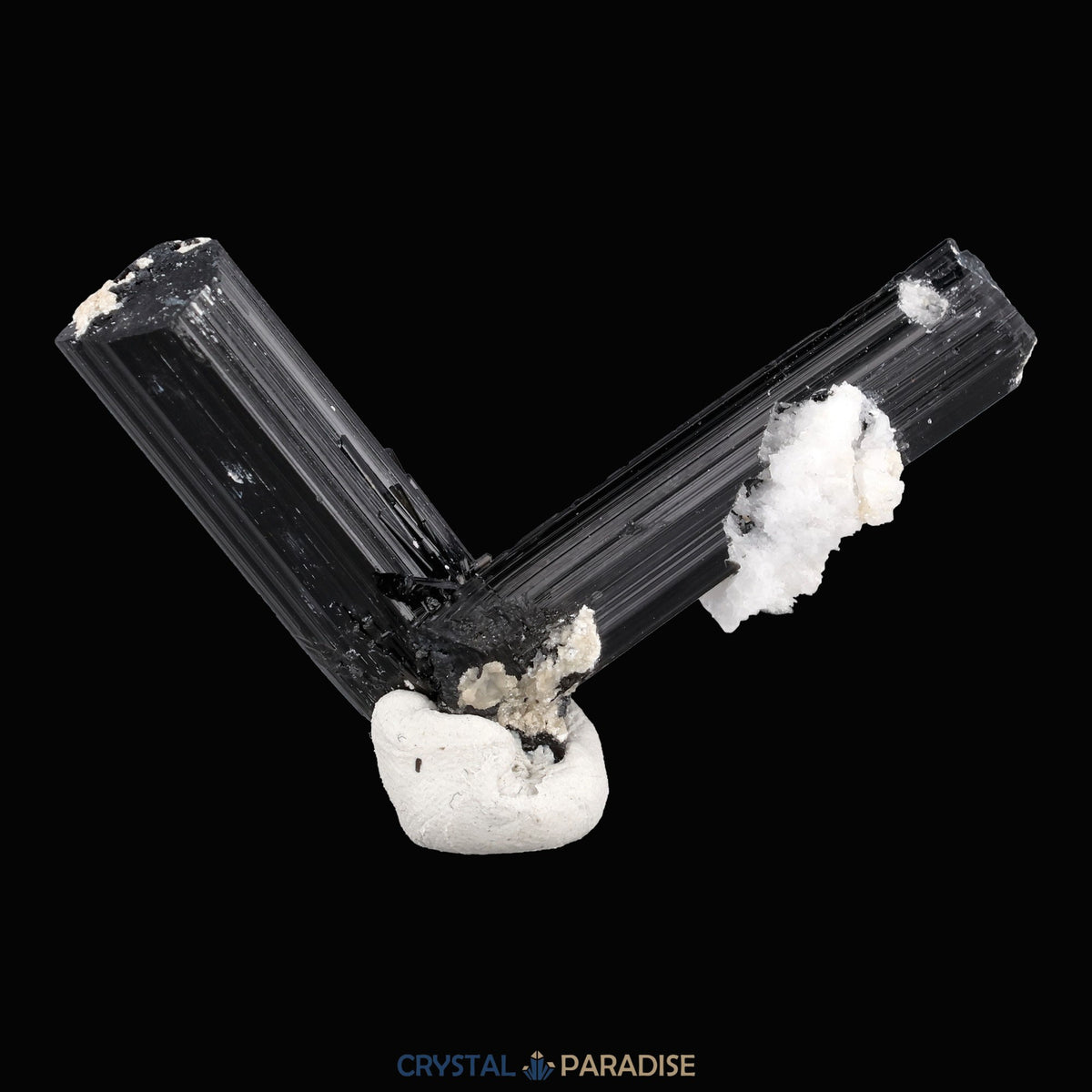 Schwarzer Schörl Turmalin an Himalaya Bergkristall (13g) - L Form – Ansicht 9