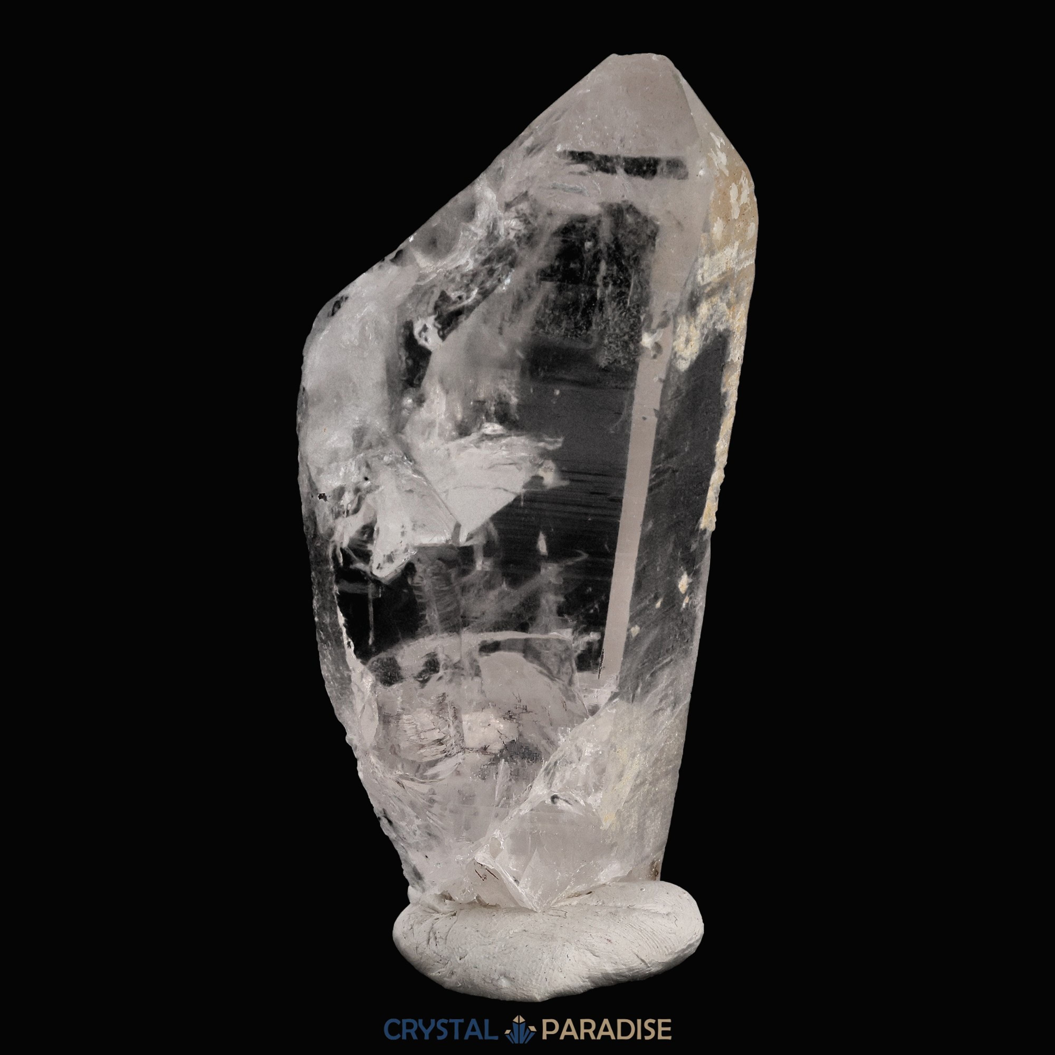 Schwarzer Schörl Turmalin an Himalaya Bergkristall (189g) – Ansicht 6