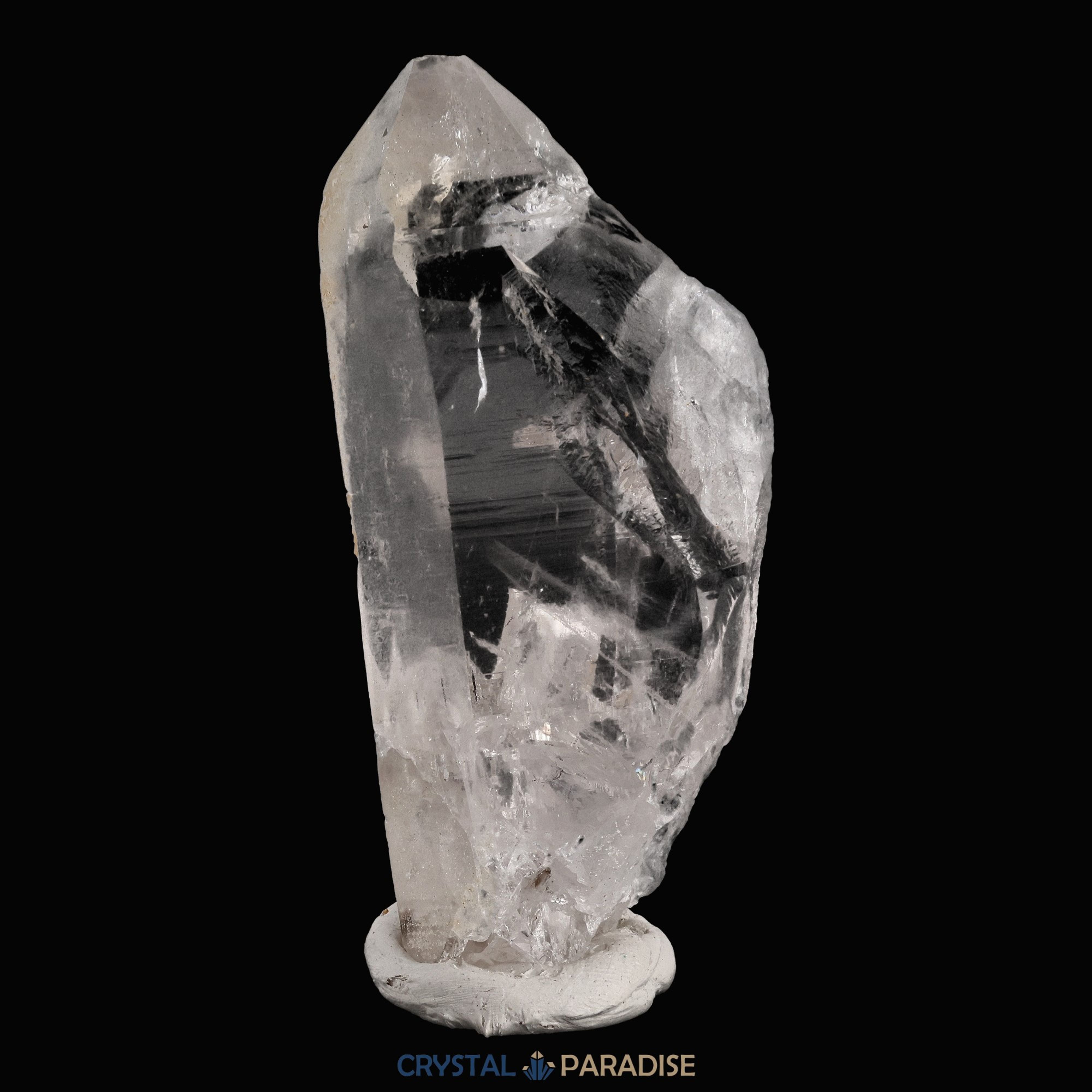 Schwarzer Schörl Turmalin an Himalaya Bergkristall (189g) – Ansicht 9