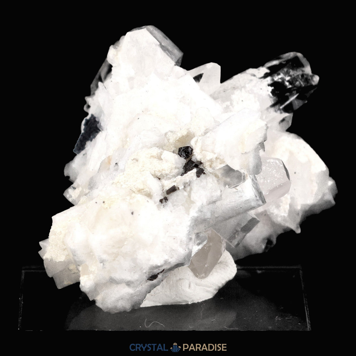 Schwarzer Schörl Turmalin an Himalaya Bergkristall (26g) – Ansicht 4