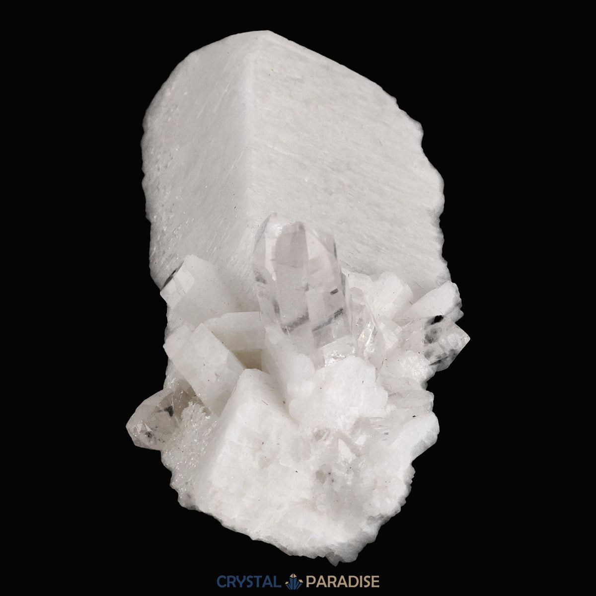 Schwarzer Schörl Turmalin an Himalaya Bergkristall (46g) – Ansicht 6