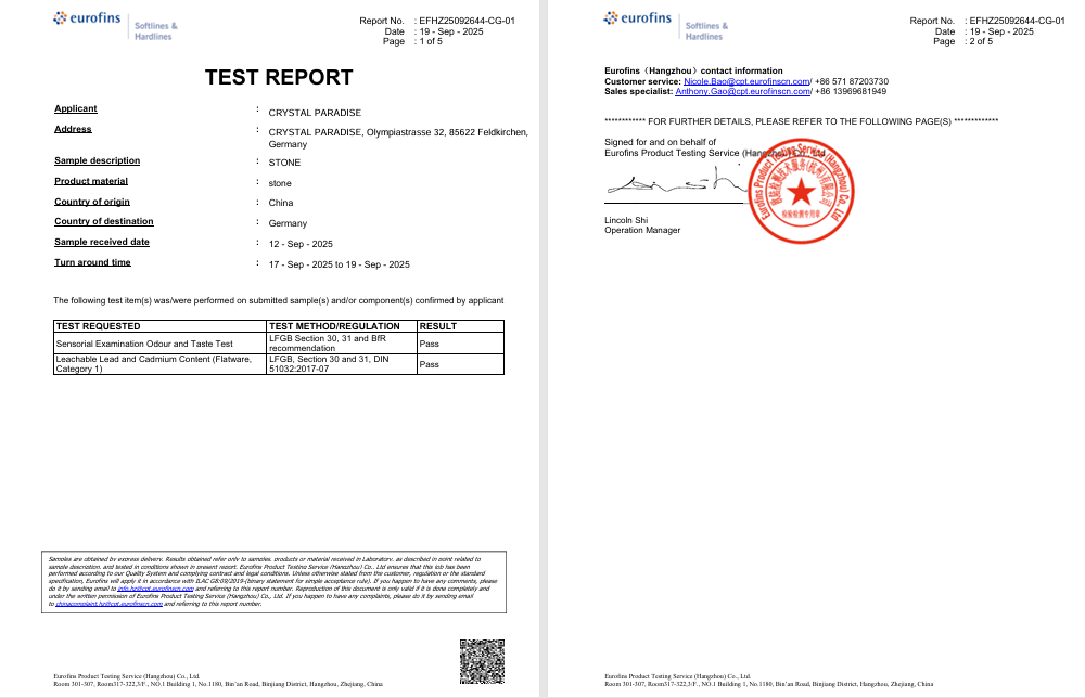 test report crystal flavours