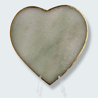 Aventurin-Scheibe mit Goldrand in Herzform