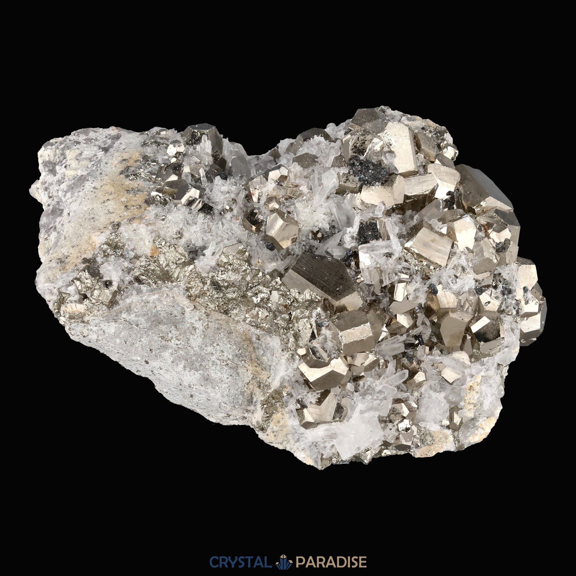 Pyrit an Bergkristall aus Indonesien (727g) - crystal paradise