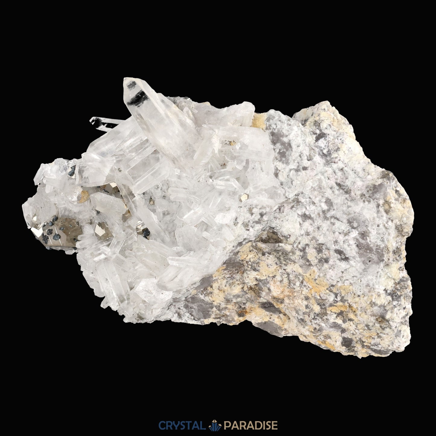 Pyrit an Bergkristall aus Indonesien (248g) - crystal paradise