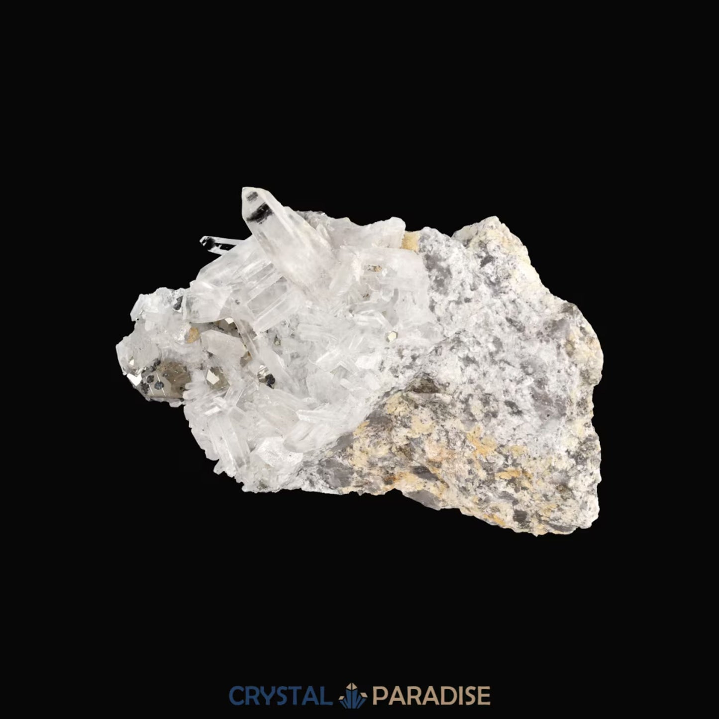 Pyrit an Bergkristall aus Indonesien (248g) - crystal paradise