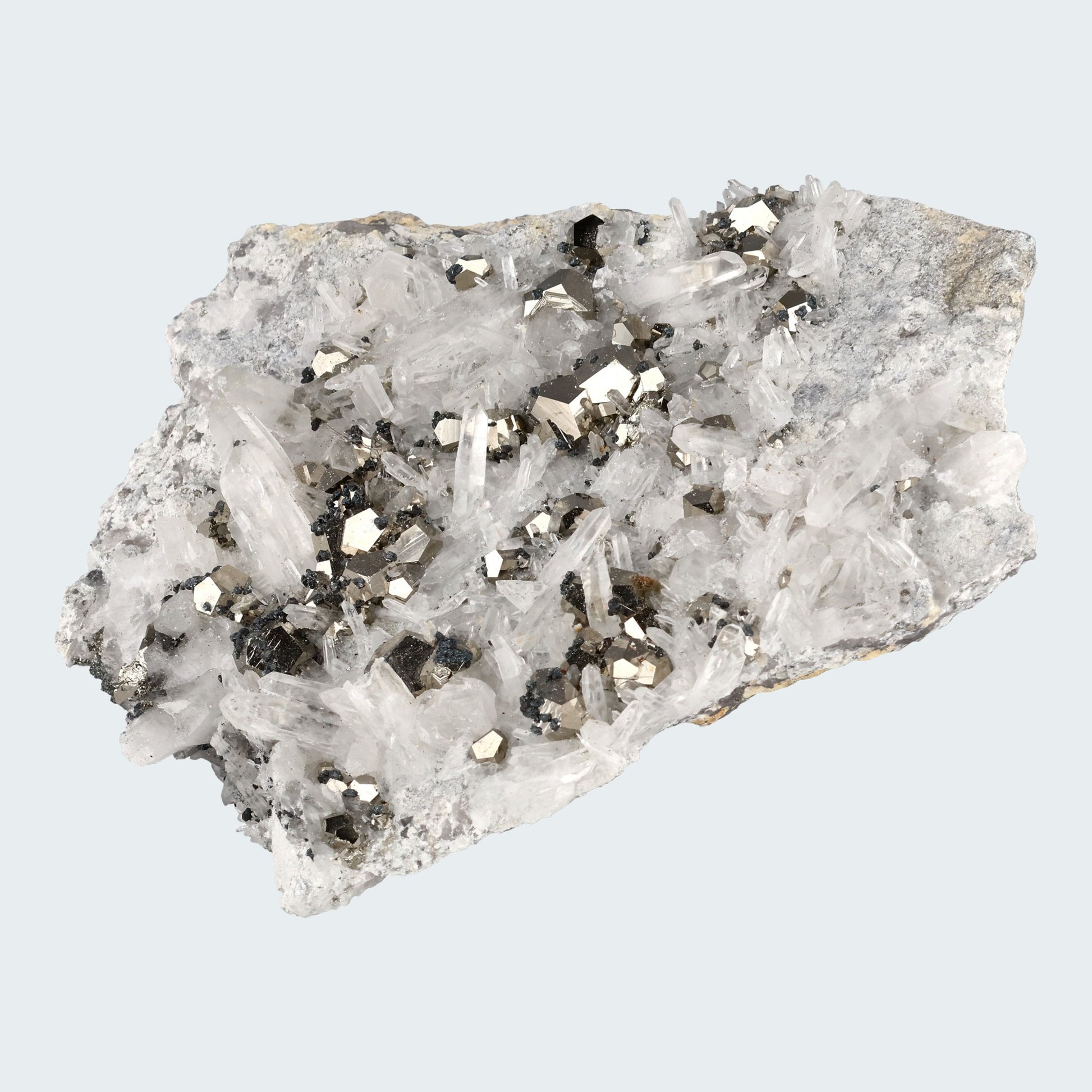 Pyrit an Bergkristall aus Indonesien (919g) - crystal paradise