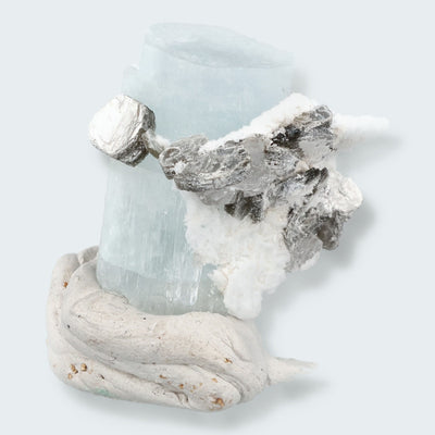 Aquamarin Kristall auf Feldspat aus Pakistan (13g)