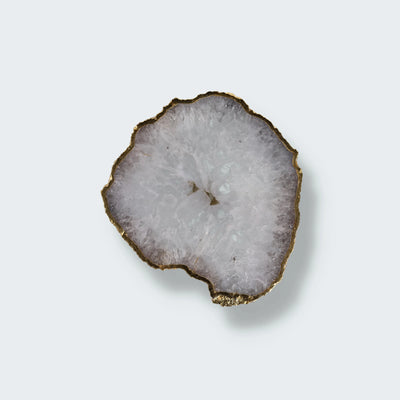 Salz-Achatscheibe weiß mit Goldrand