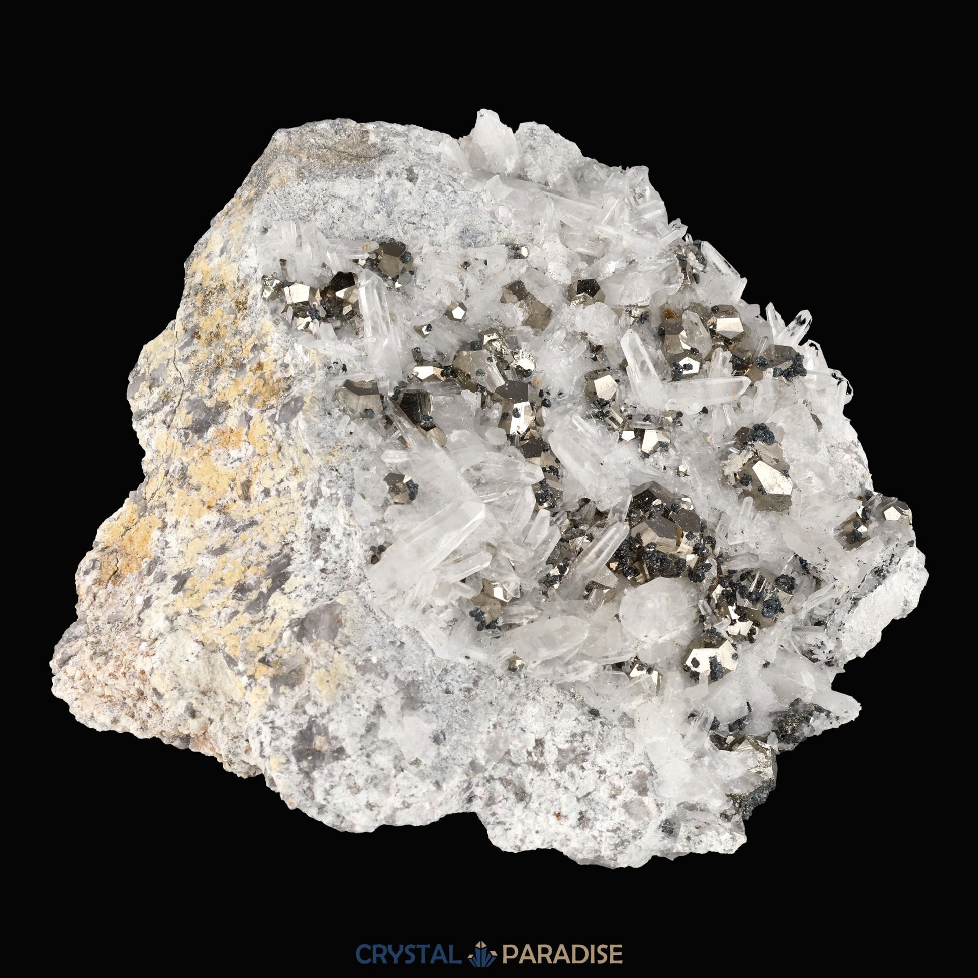 Pyrit an Bergkristall aus Indonesien (919g) - crystal paradise