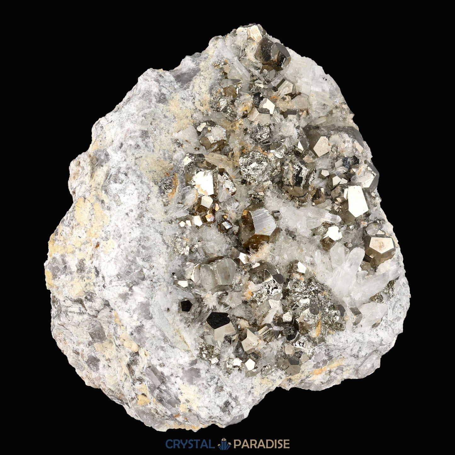 Pyrit an Bergkristall aus Indonesien (365g) - crystal paradise
