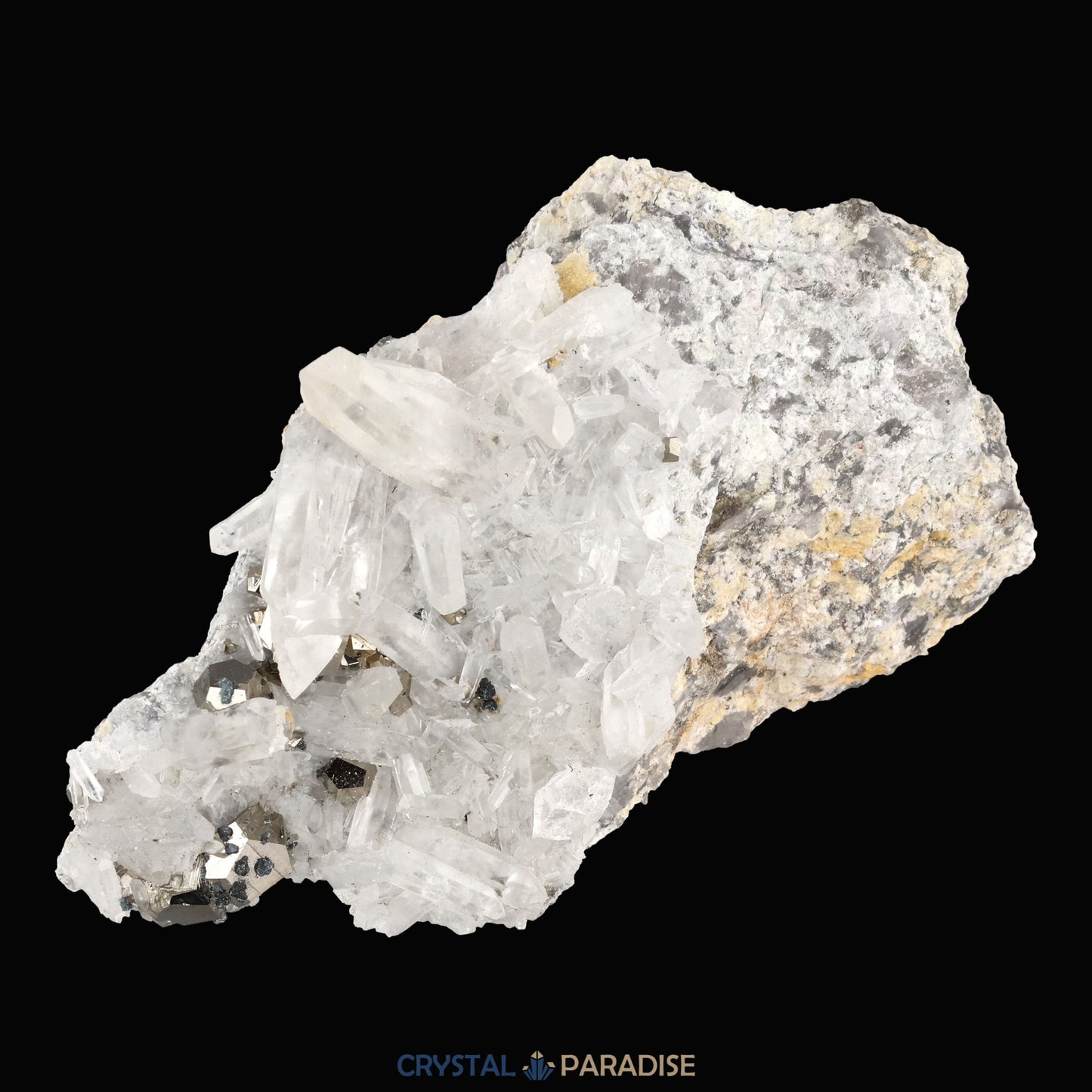 Pyrit an Bergkristall aus Indonesien (248g) - crystal paradise