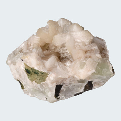 Grüner Apophyllit mit Stilbit Cluster aus Indien (481g)