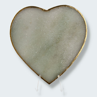 Aventurin-Scheibe mit Goldrand in Herzform