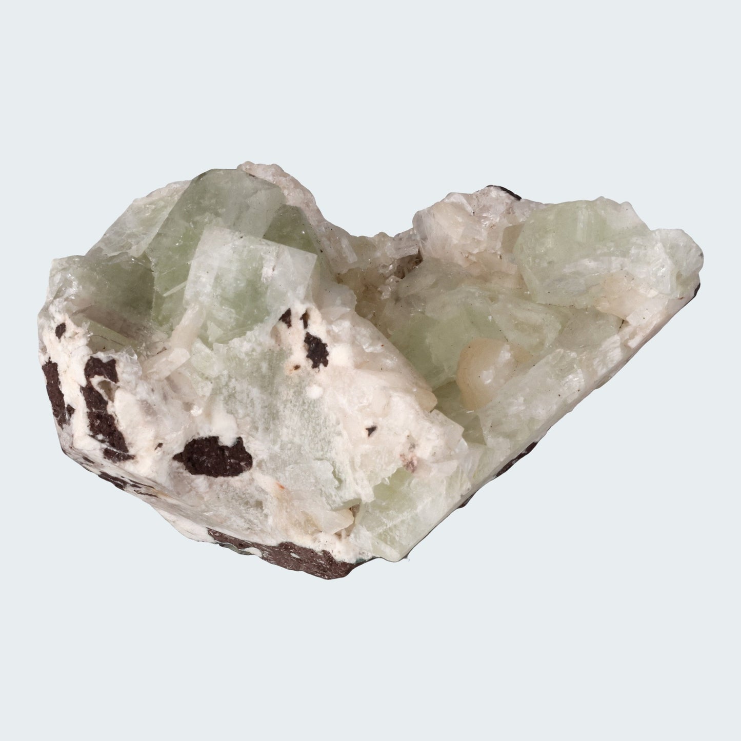 Grüner Apophyllit mit Stilbit Cluster aus Indien (477g)