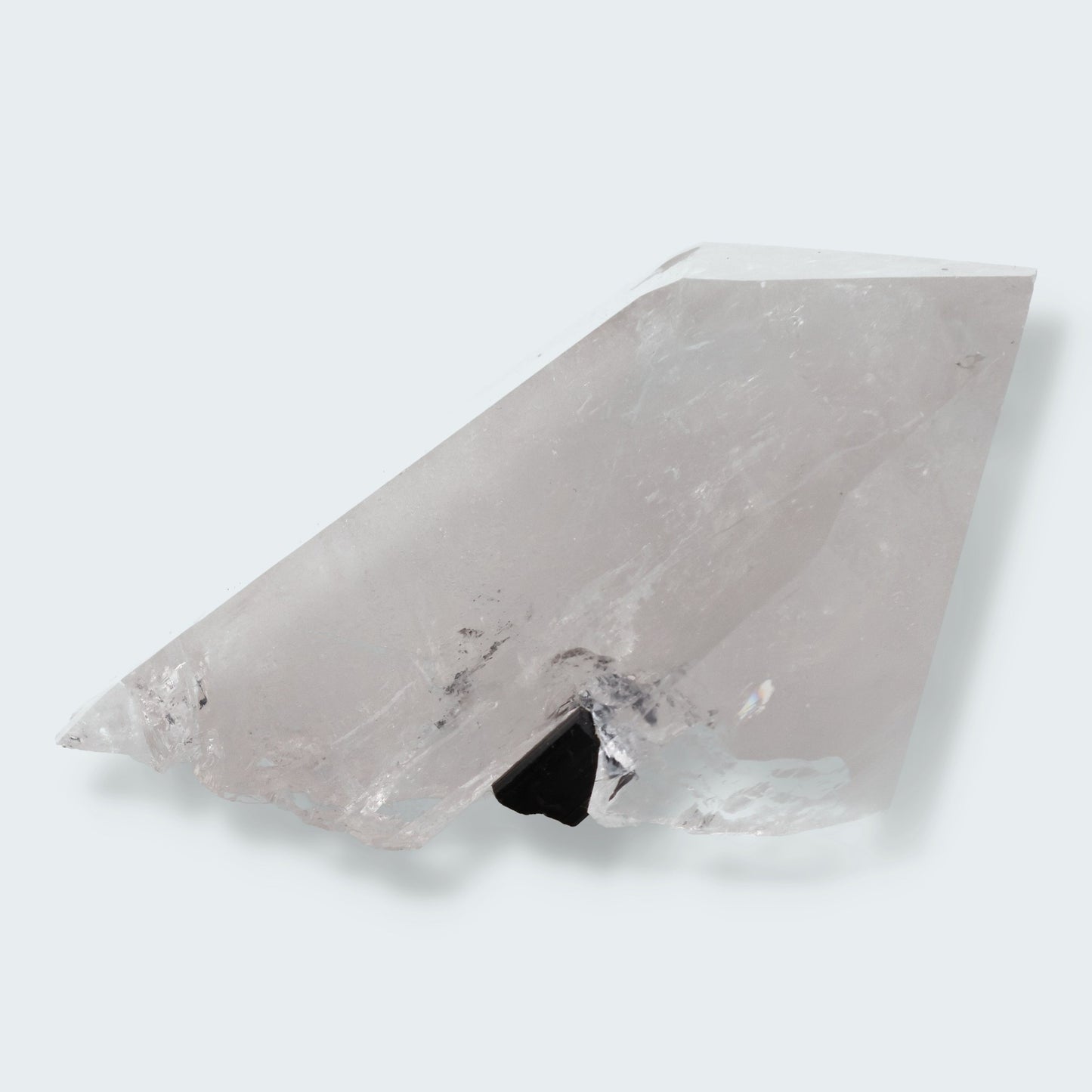 Schwarzer Schörl Turmalin an Himalaya Bergkristall (128g)