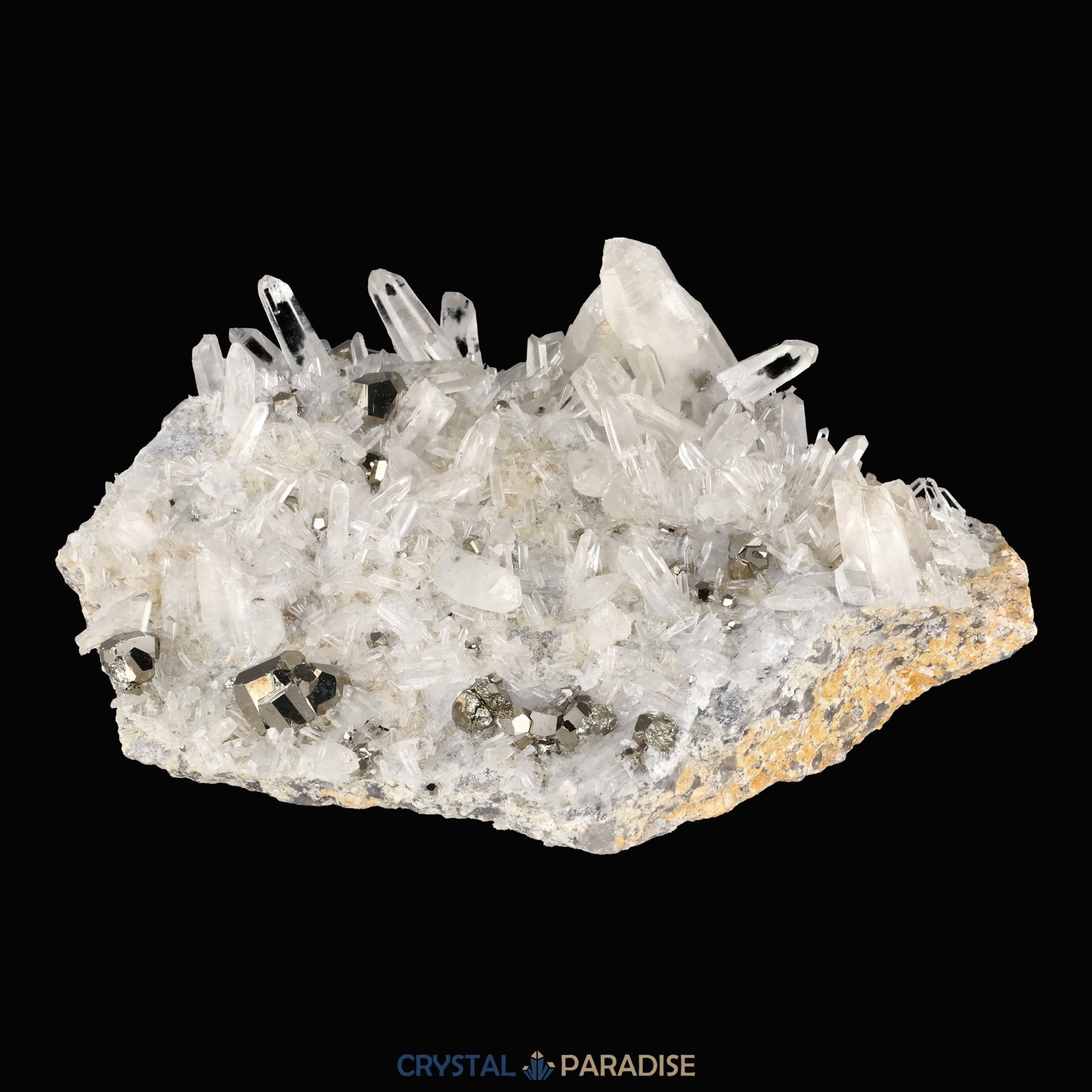 Pyrit an Bergkristall aus Indonesien (2084g) - Grossstufe - Schöne grosse Kristallspitzen und Cubes - crystal paradise