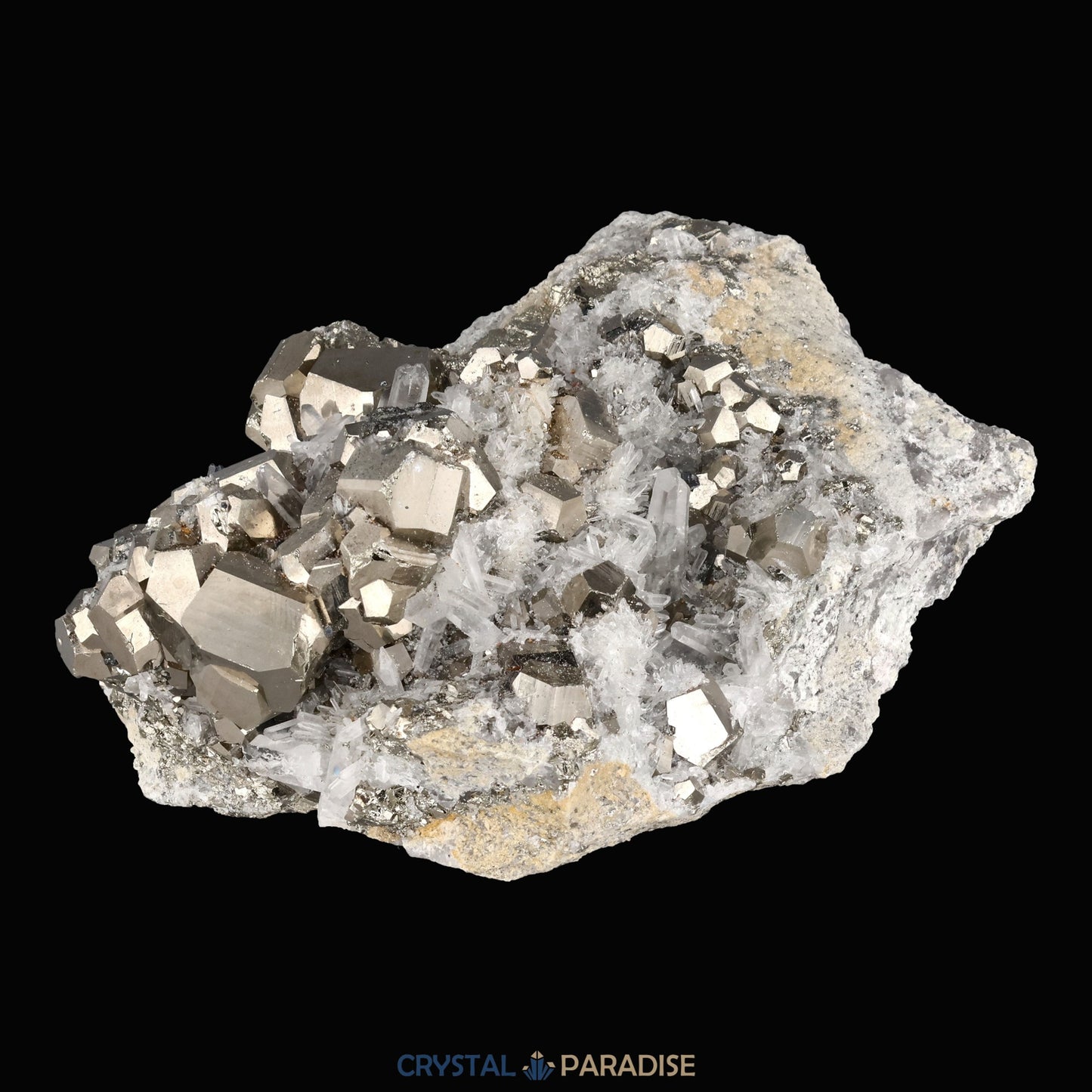 Pyrit an Bergkristall aus Indonesien (727g) - crystal paradise