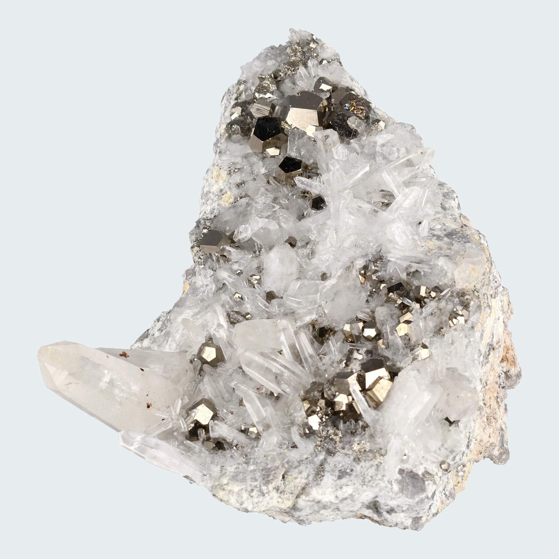 Pyrit an Bergkristall aus Indonesien (747g) - crystal paradise