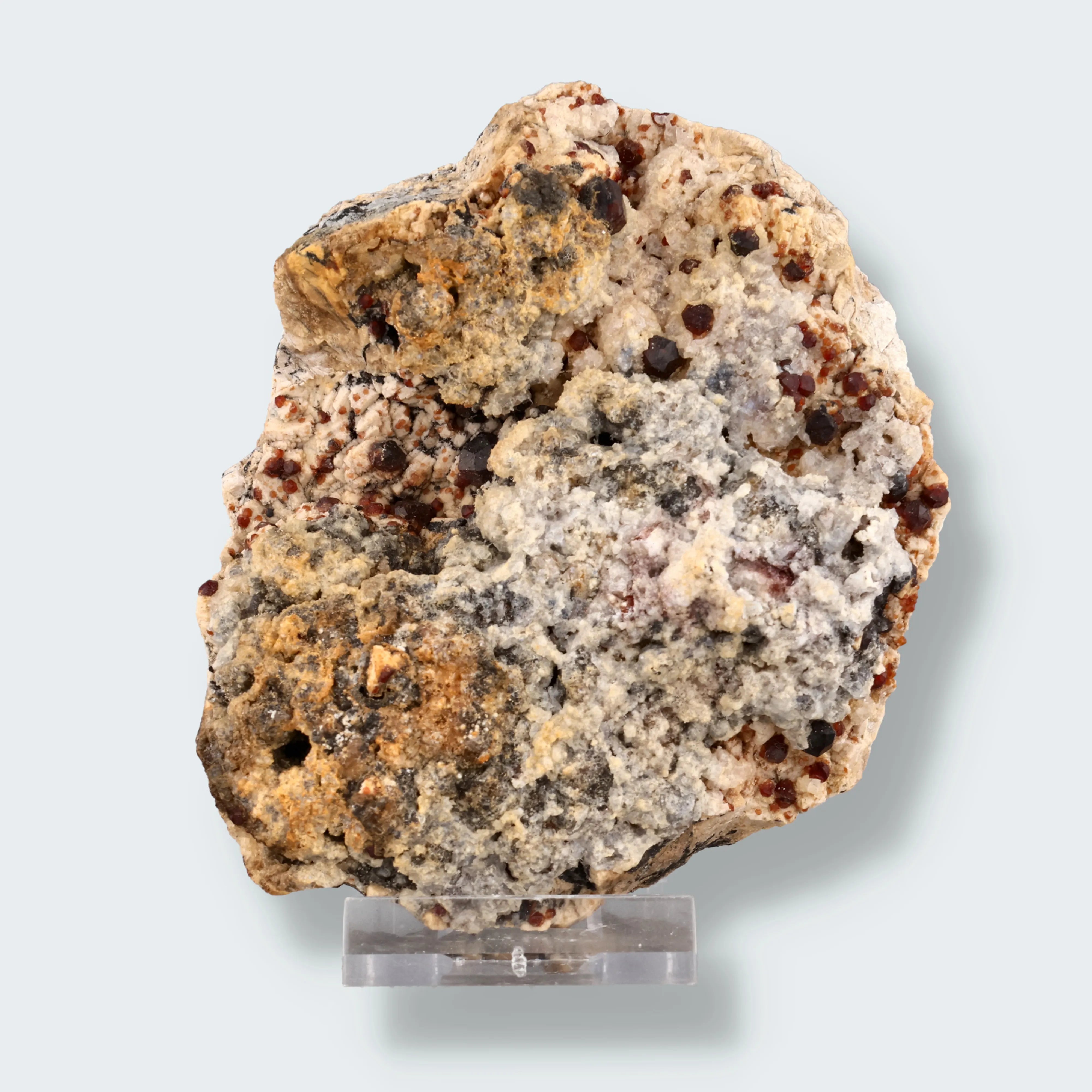 Roter Granat aus China auf Feldspat, roh, Yunnan, 382g – natürliches Mineral-Unikat