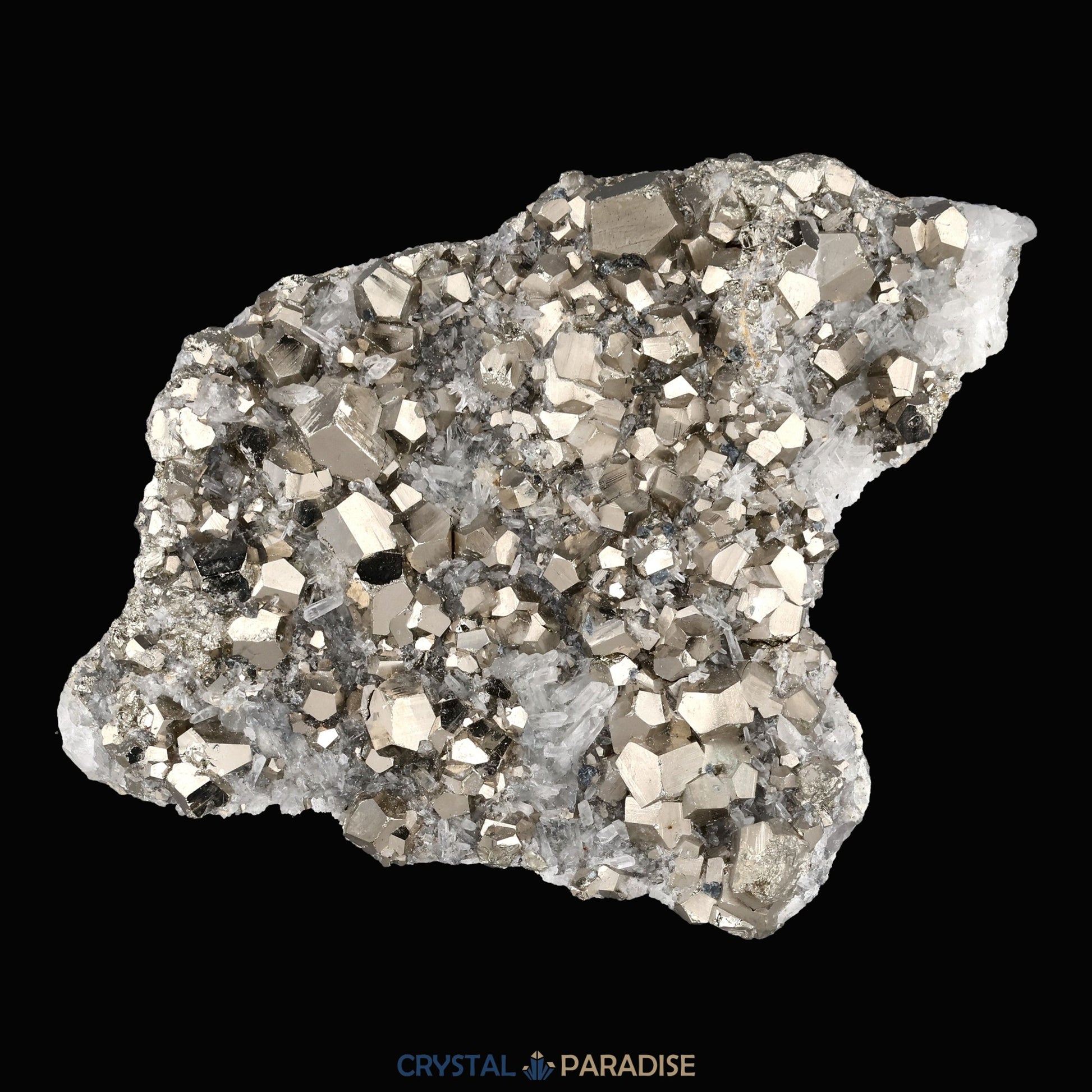 Pyrit an Bergkristall aus Indonesien (381g) - crystal paradise