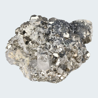 Pyrit an Bergkristall aus Indonesien (370g)