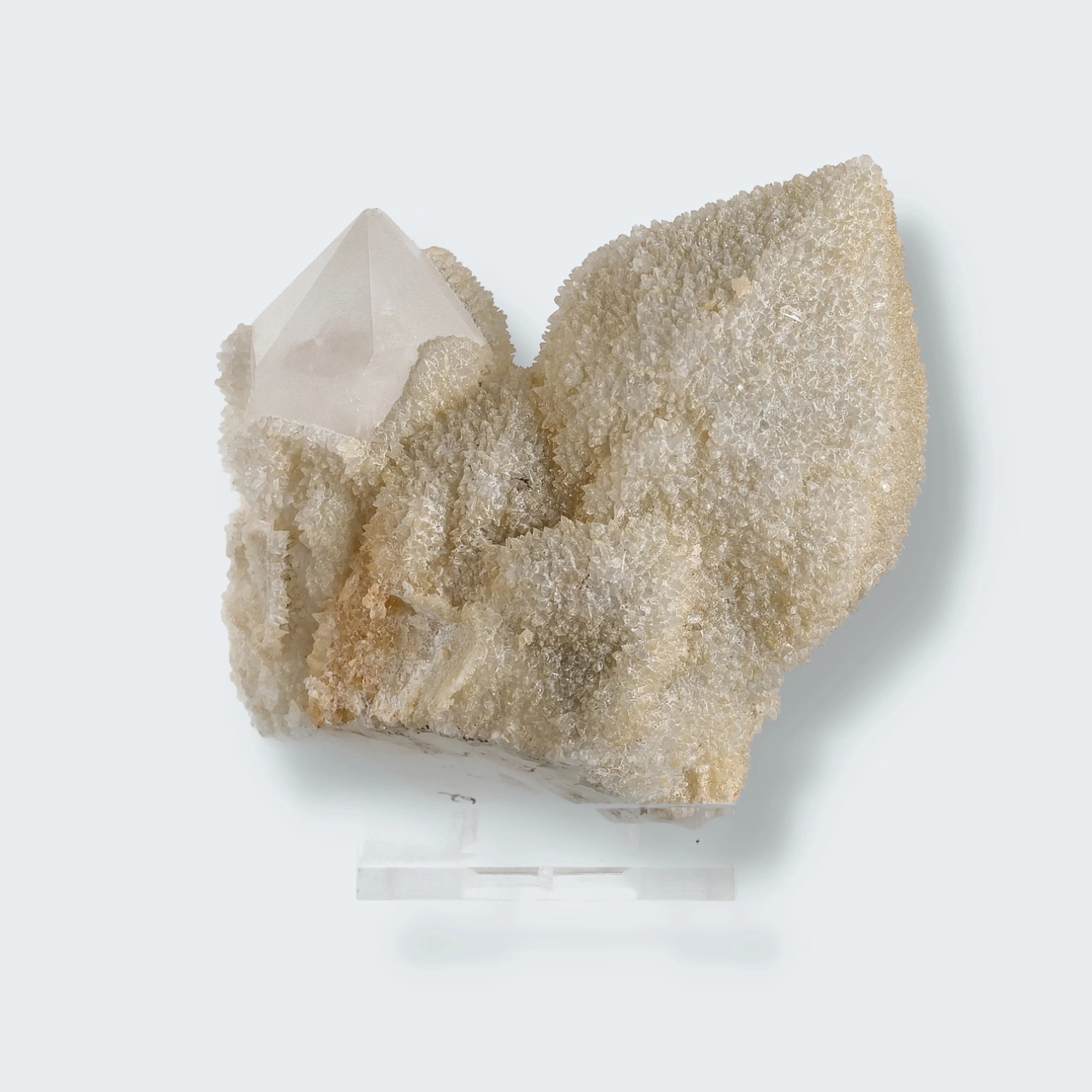 Calcit auf Bergkristall aus dem Tessin (289g)