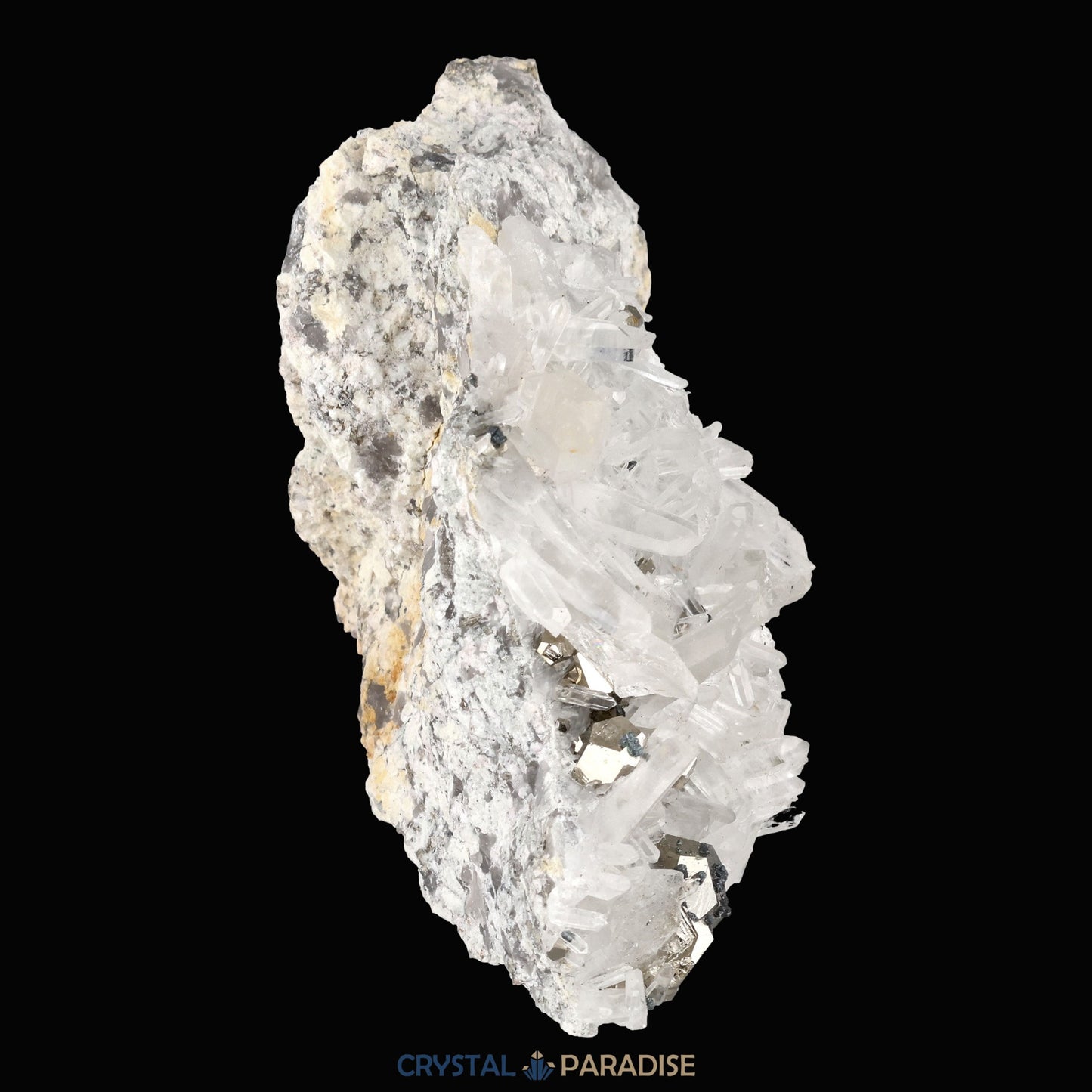Pyrit an Bergkristall aus Indonesien (248g) - crystal paradise