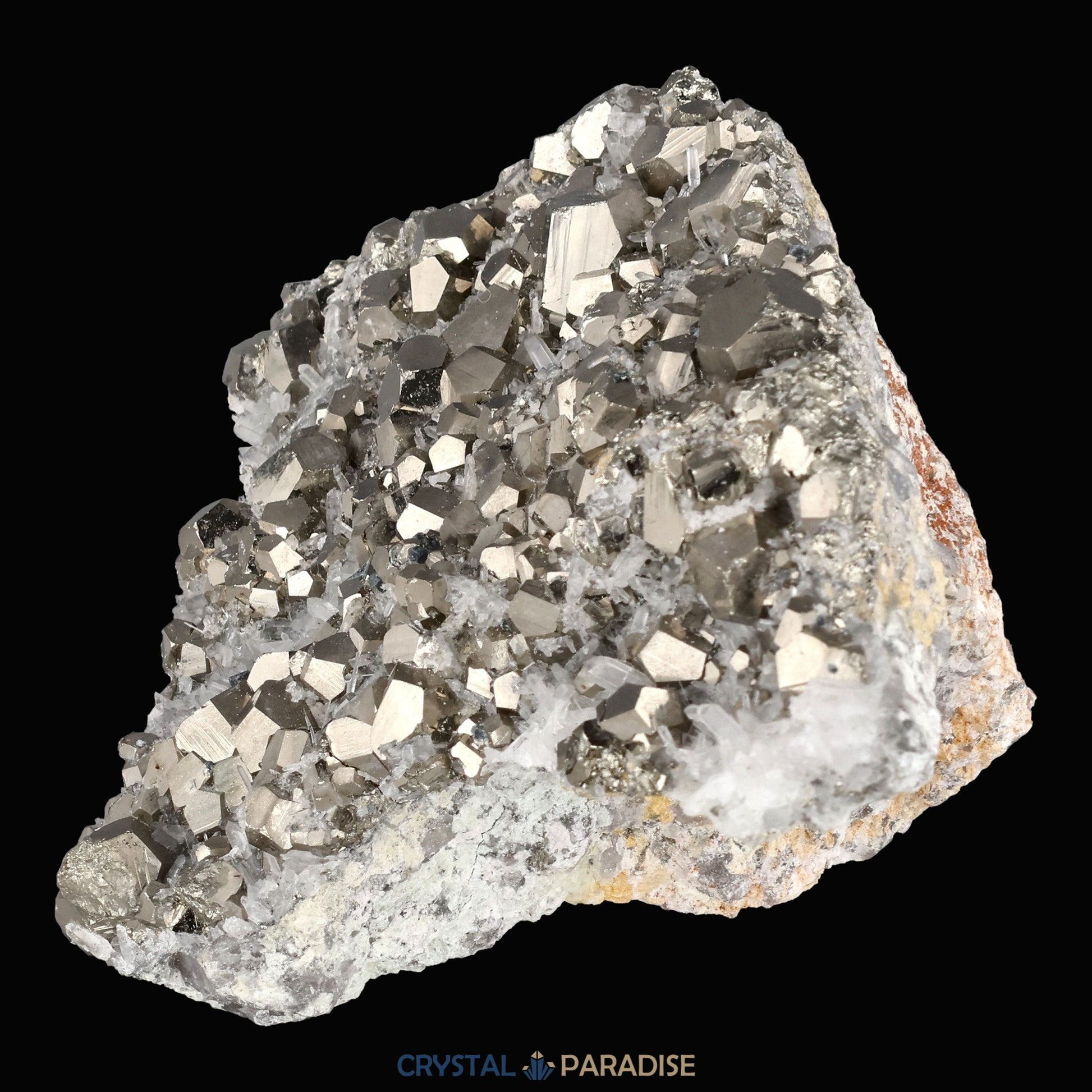 Pyrit an Bergkristall aus Indonesien (381g) - crystal paradise