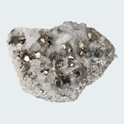 Pyrit an Bergkristall aus Indonesien (440g)