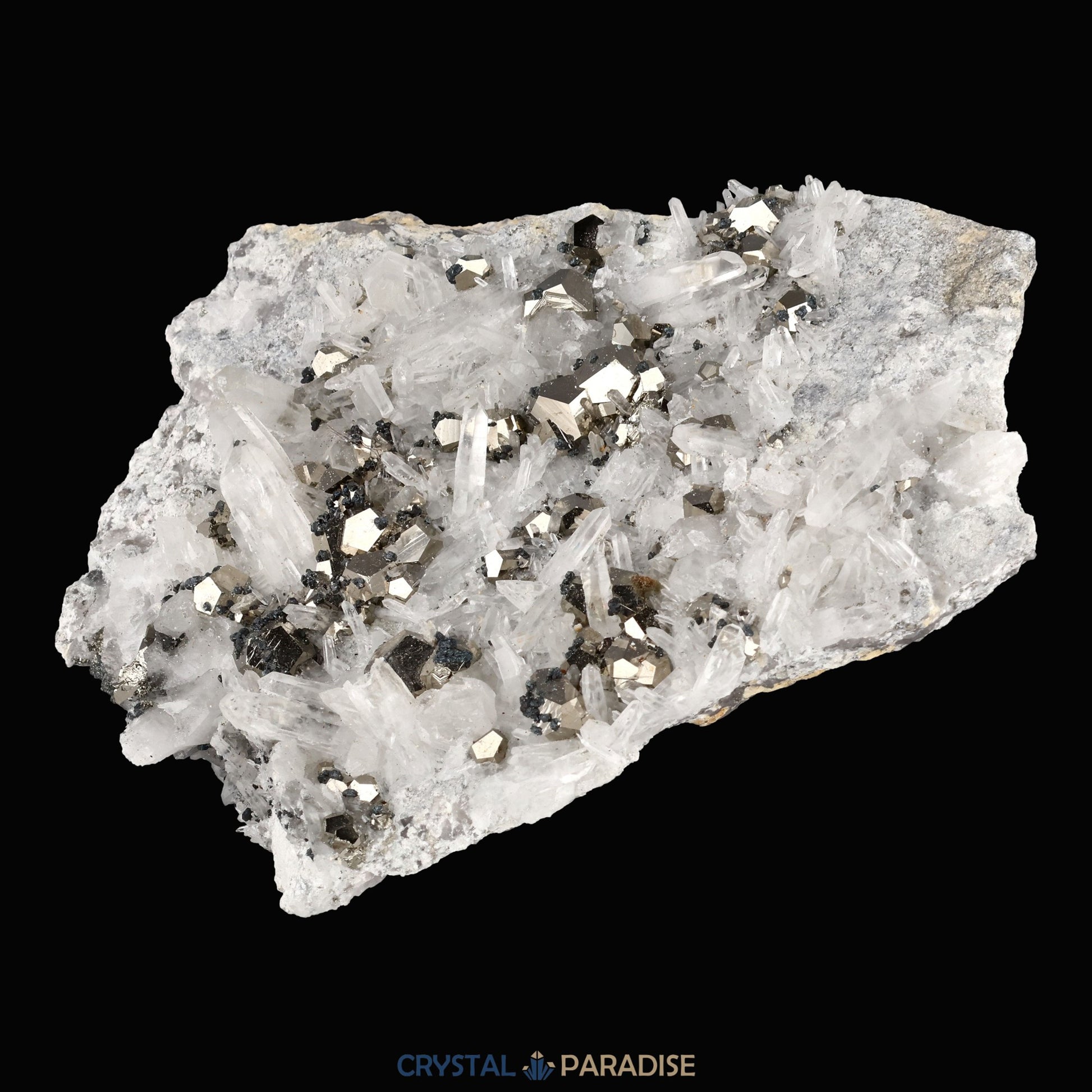 Pyrit an Bergkristall aus Indonesien (919g) - crystal paradise