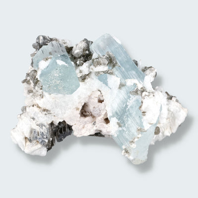 Aquamarin Kristall auf Feldspat aus Pakistan (38g)