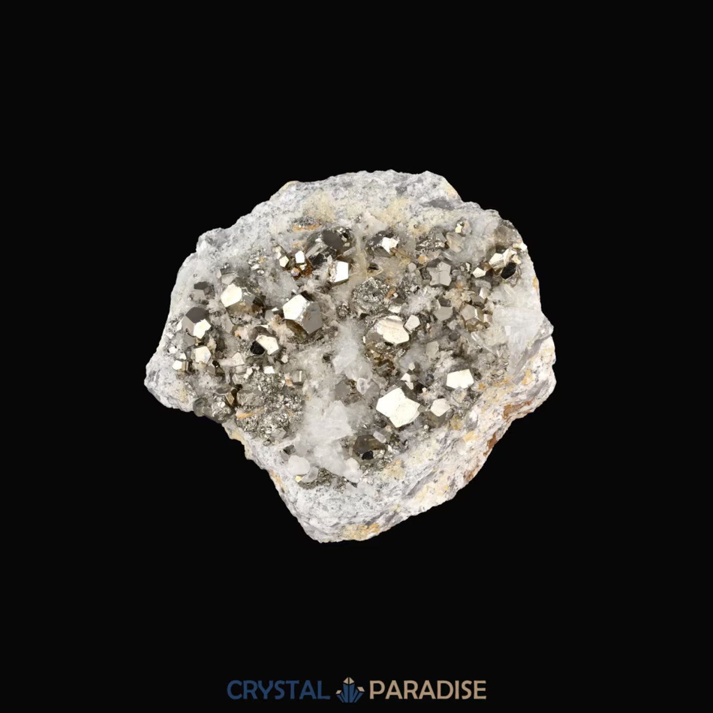 Pyrit an Bergkristall aus Indonesien (365g) - crystal paradise